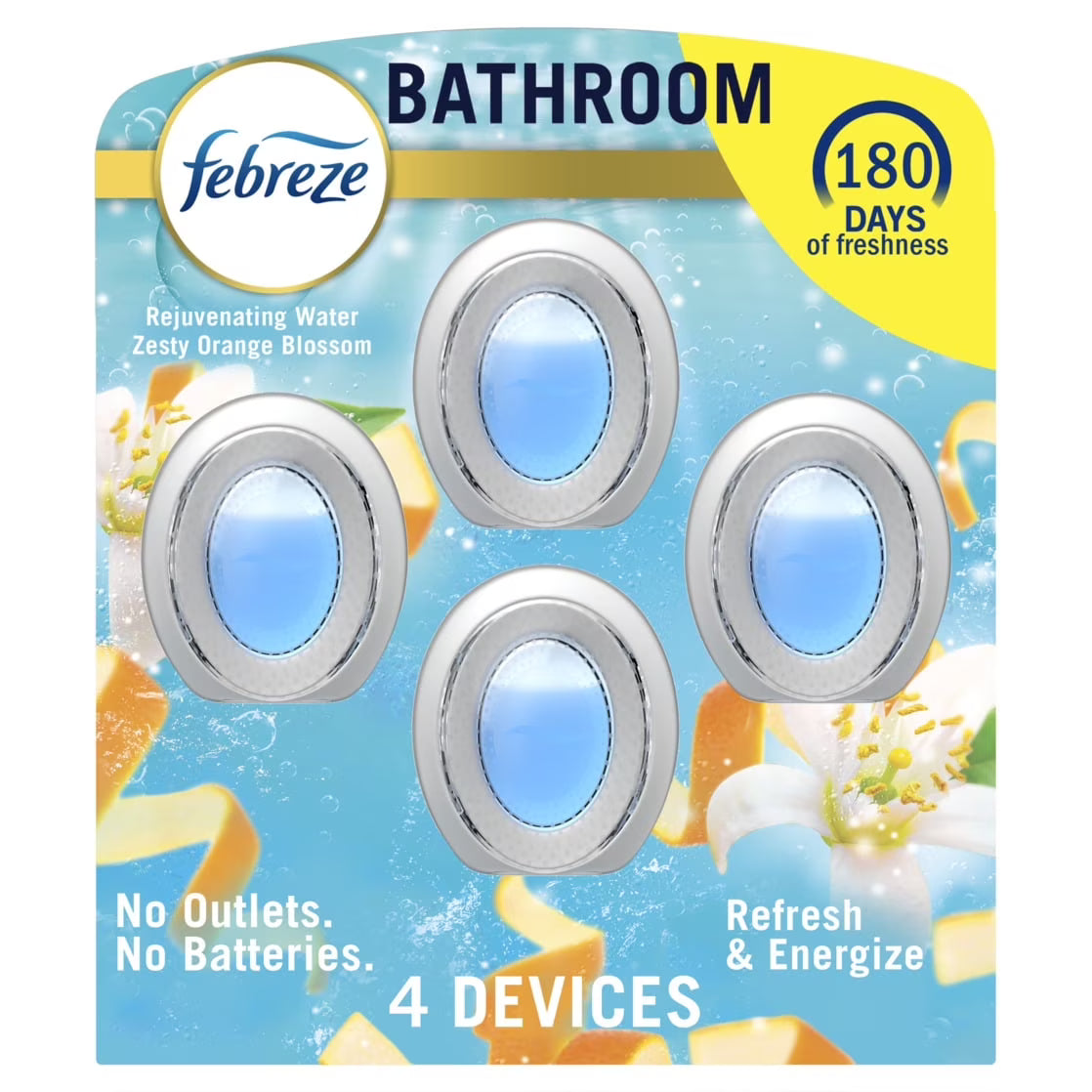 Febreze Small Spaces Air Freshener, Odor-Fighting, Refresh & Energize Scent, 4