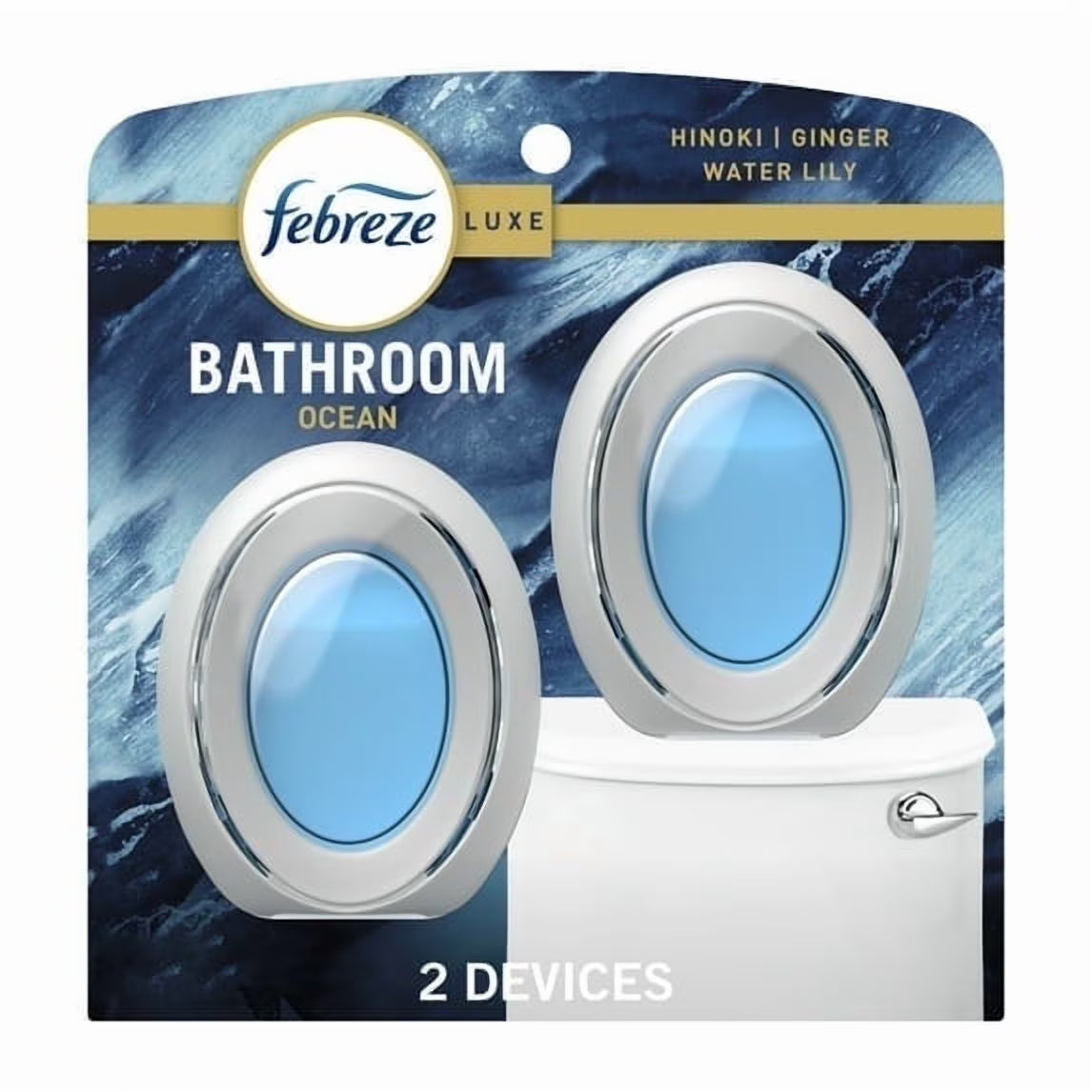 Febreze Bathroom Air Freshener, Small Spaces Odor-Fighting, Ocean, 2 Count -