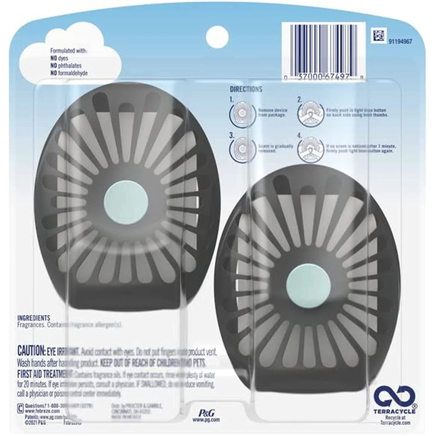 Febreze Odor Eliminator Small Spaces Air Freshener Ocean, .25 Fl Oz, 2 Pk - View 2