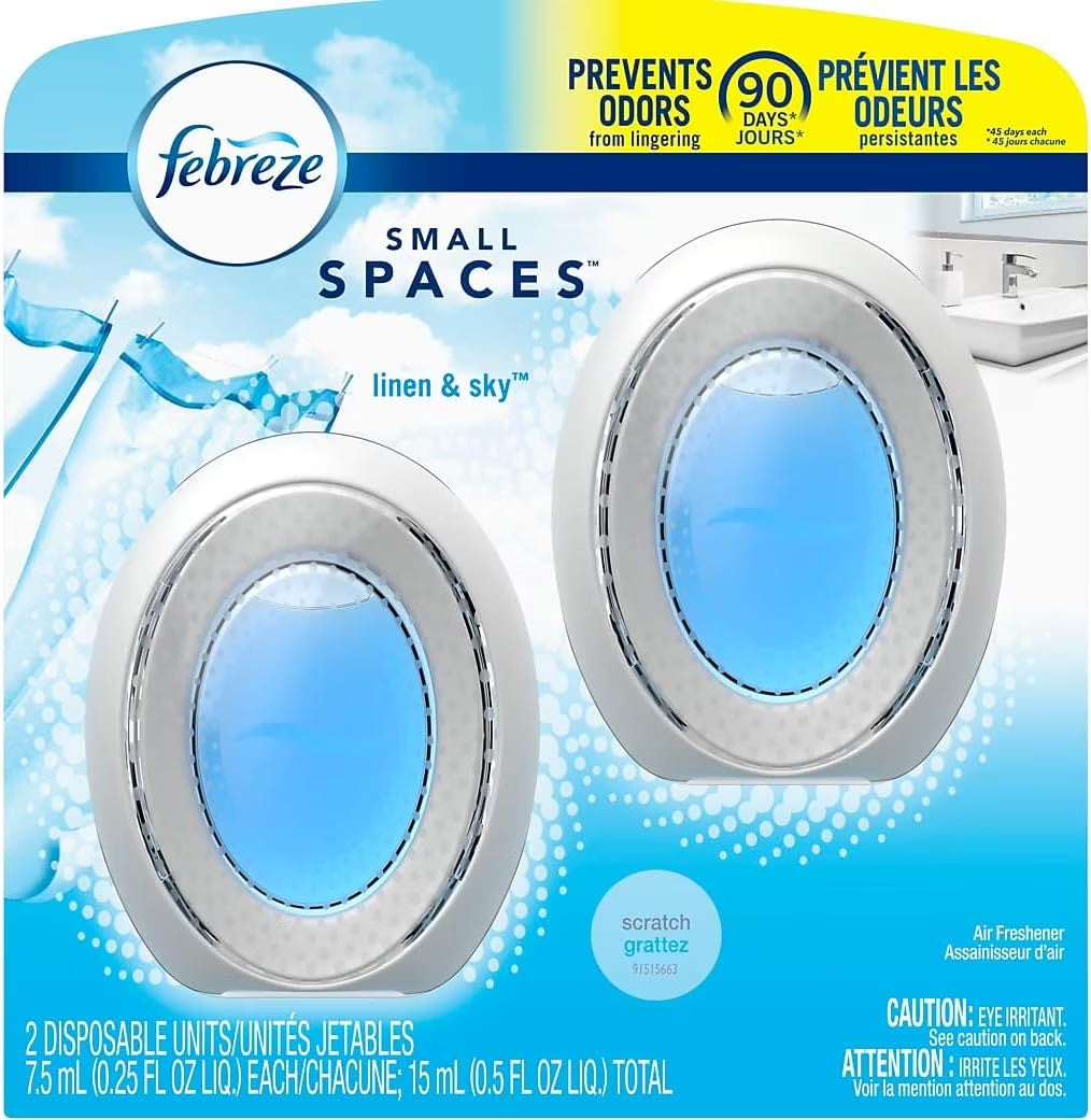 Febreze Small Spaces Air Freshener, Linen & Sky, Odor Eliminator for Strong