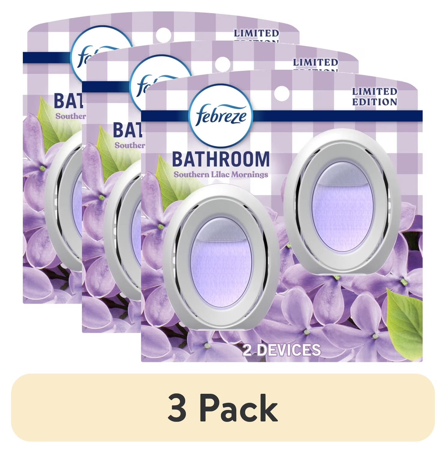 (3 pack) Febreze Bathroom Air Freshener, Small Spaces Odor-Fighting, Limited