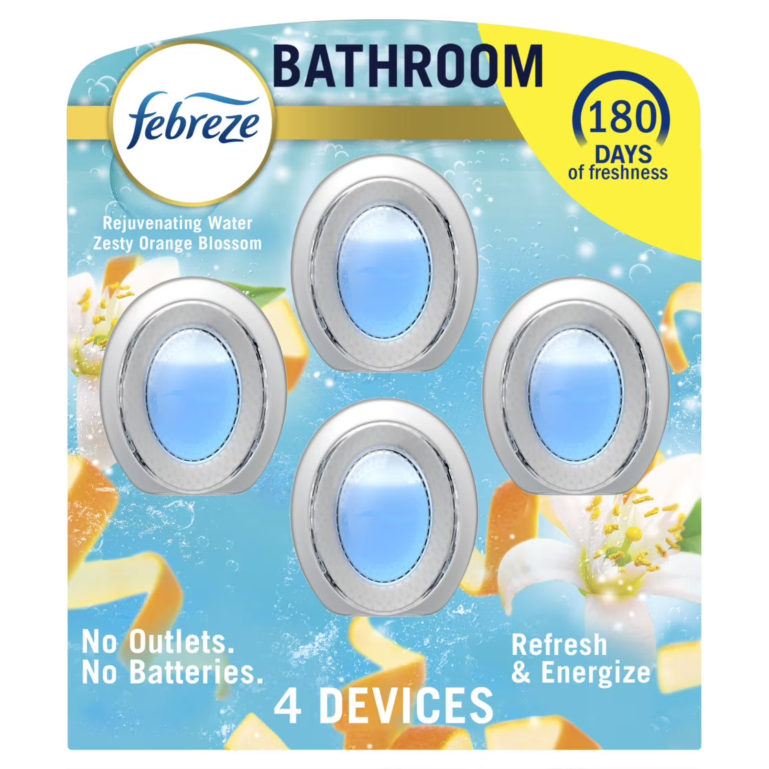 Febreze Small Spaces Air Freshener, Odor-Fighting, Refresh & Energize Scent, 4