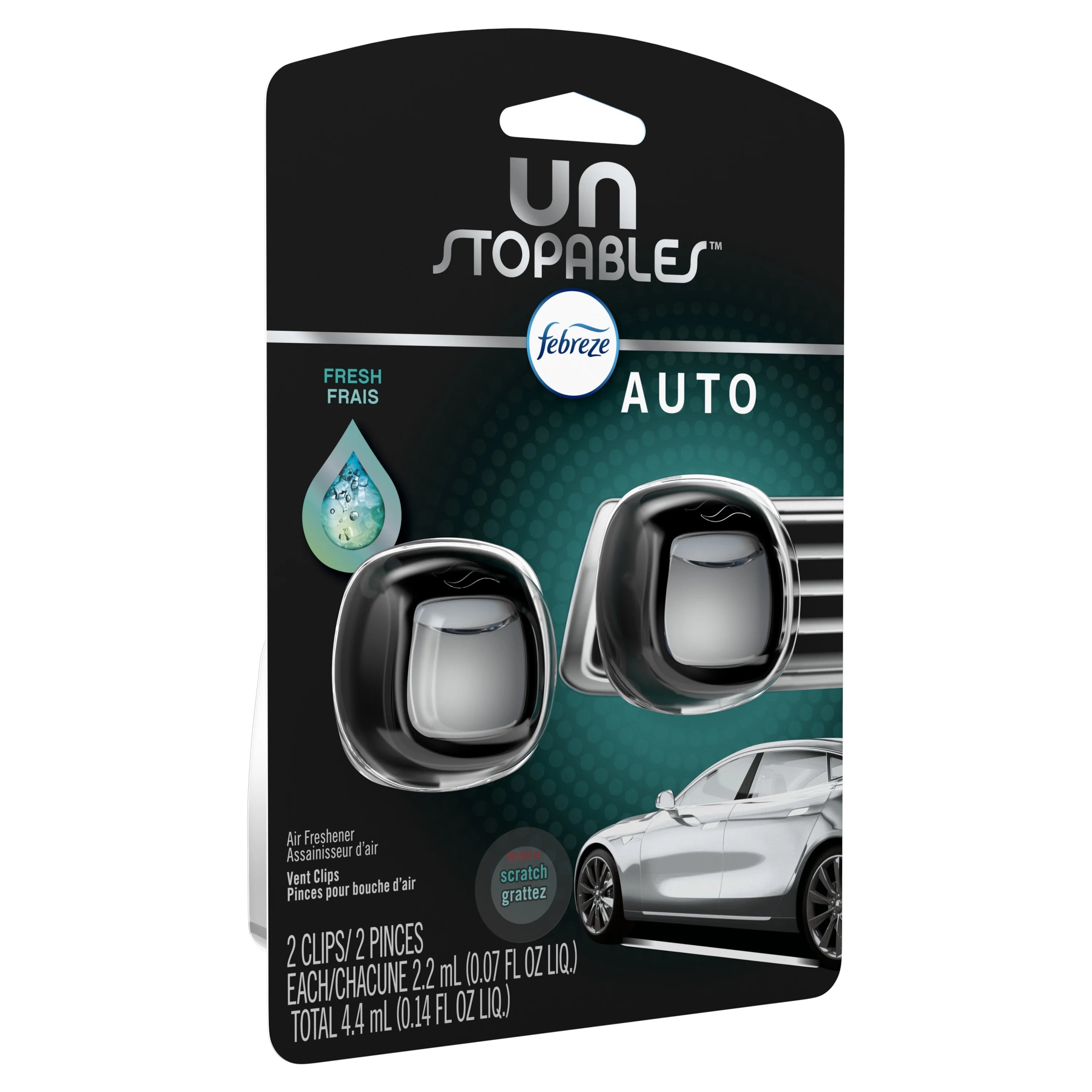 Febreze Unstopables Car Odor Eliminating Air Freshener, Fresh, 2 Count - View 2