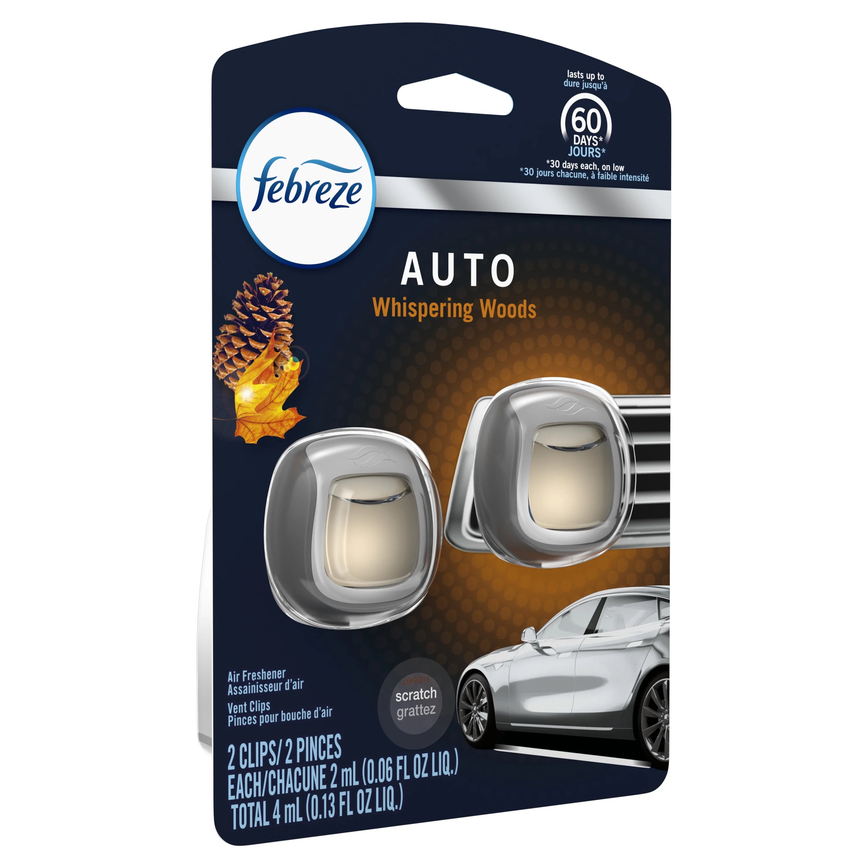 Febreze Car Odor-Eliminating Air Freshener, Whispering Woods, 2 ct - View 2