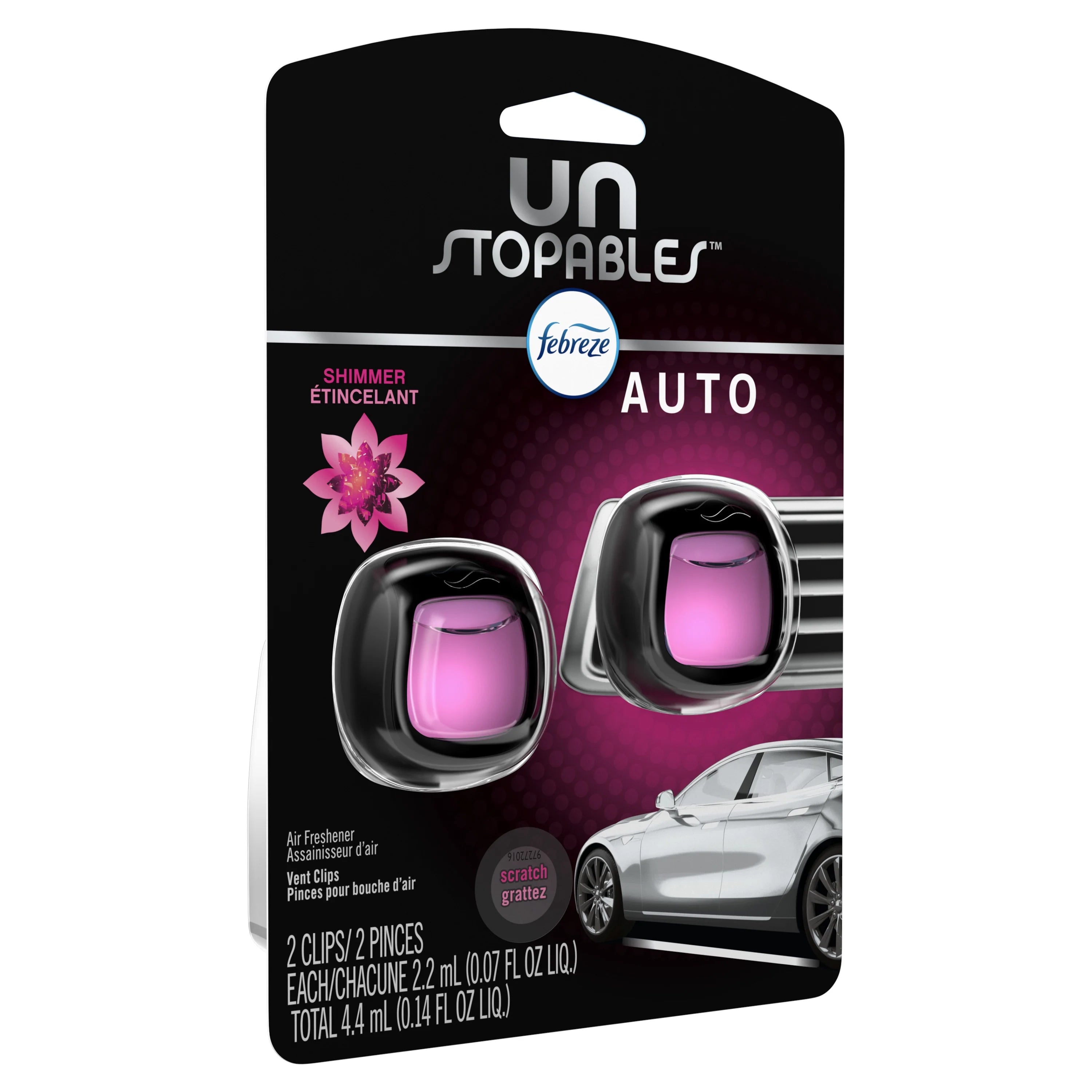 Febreze Unstopables Car Odor Eliminating Air Freshener, Shimmer, 2 Count - View 2