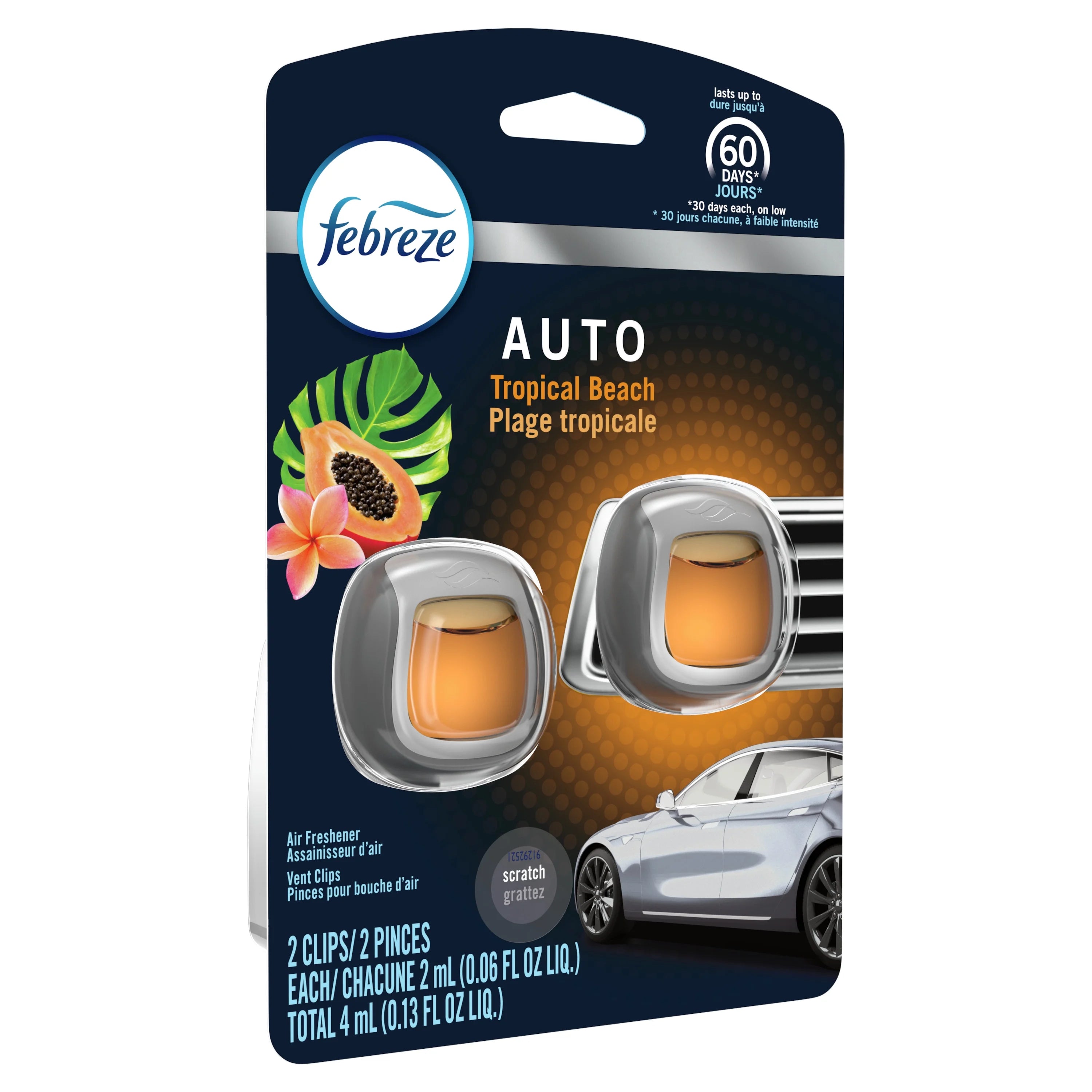 Febreze AUTO Odor-Eliminating Car Freshener Vent Clip Tropical Beach, .06 Oz. - View 6