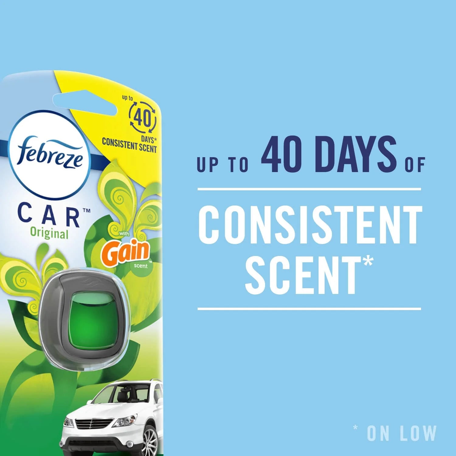 Febreze Car Odor-Fighting Air Freshener Vent Clip, Linen & Sky, 8 Count - View 3