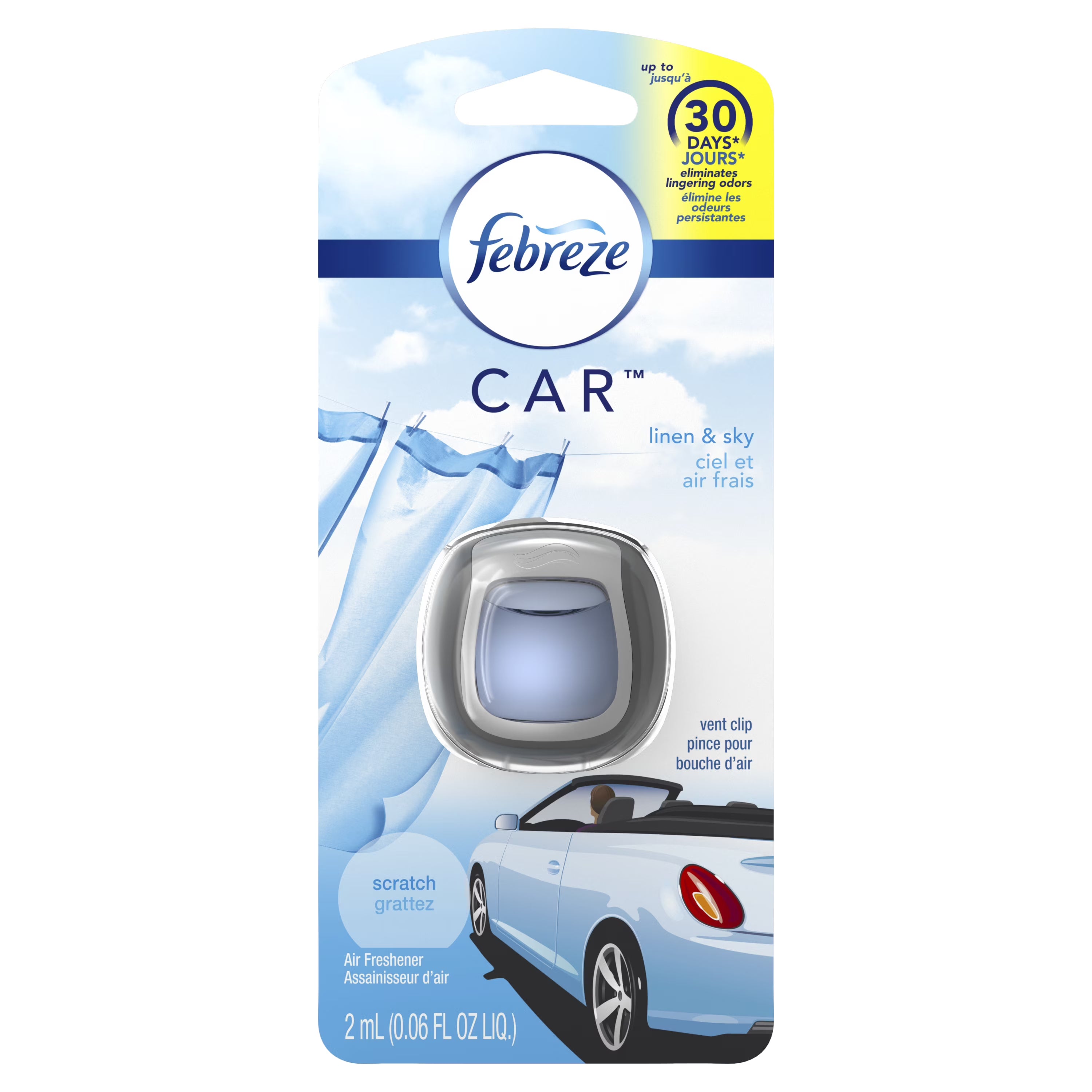 Febreze Car Vent Clip Linen & Sky Air Freshener (Pack of 48)