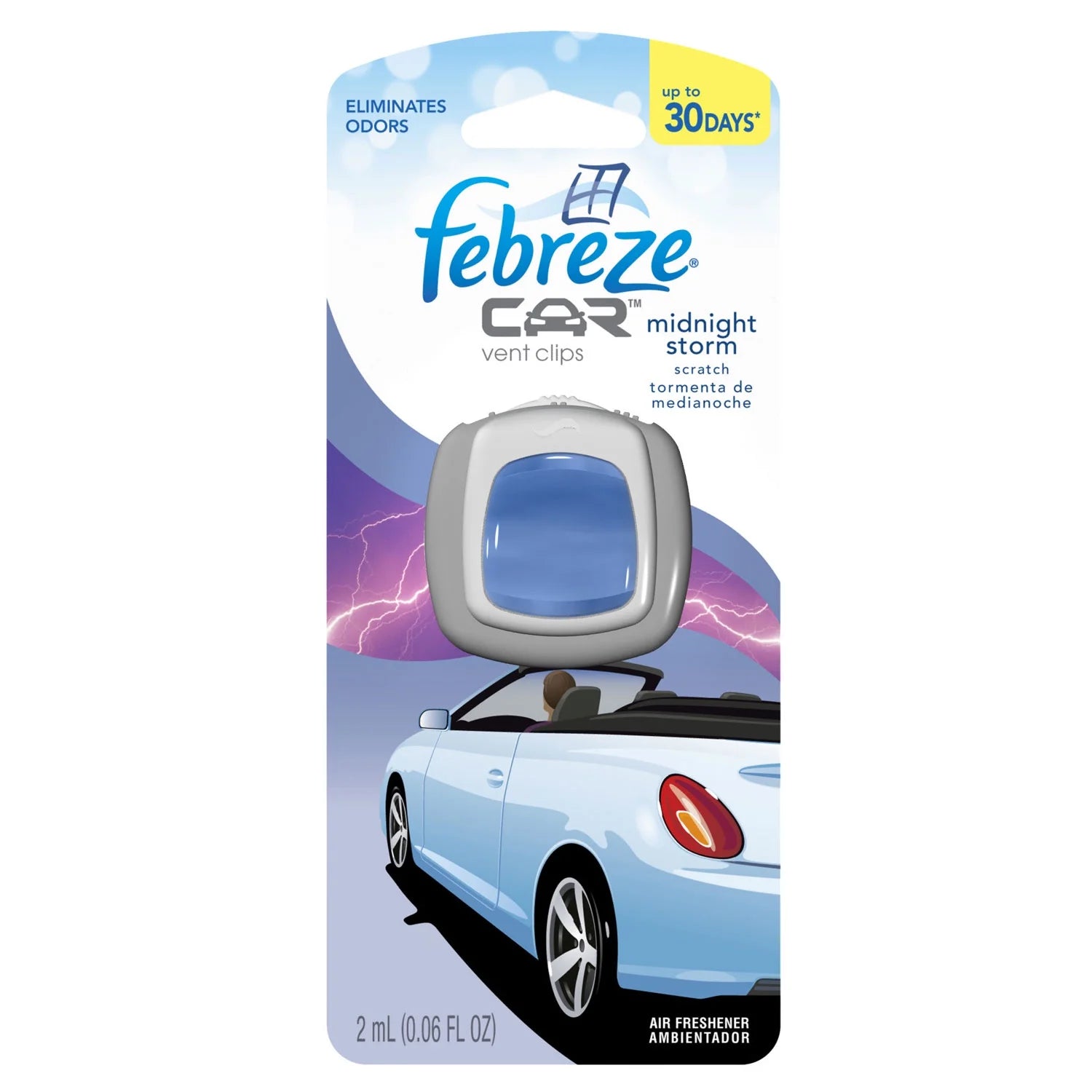 Febreze Car Vent Clips Air Freshener and Odor Eliminator, Midnight Storm, 8 Pack - View 6