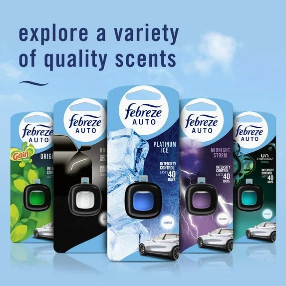 Febreze AUTO Car Air Freshener, Odor-Fighting Car Vent Clip, New Car, 2 Count - - View 2
