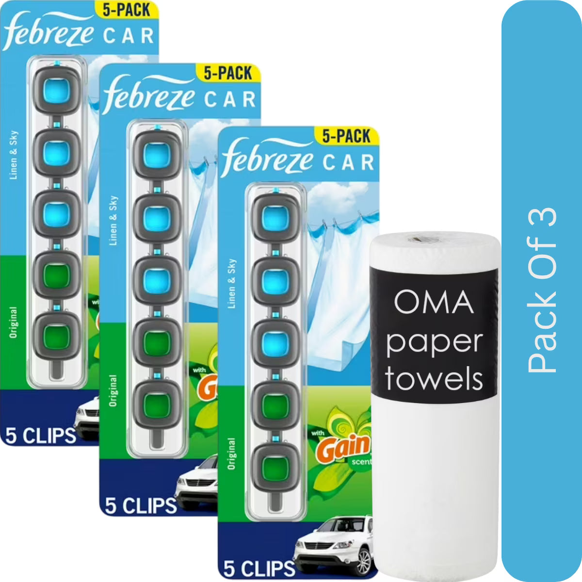 Febreze Car Air Freshener Vent Clips – Choose Scent (5 Clips + Storage