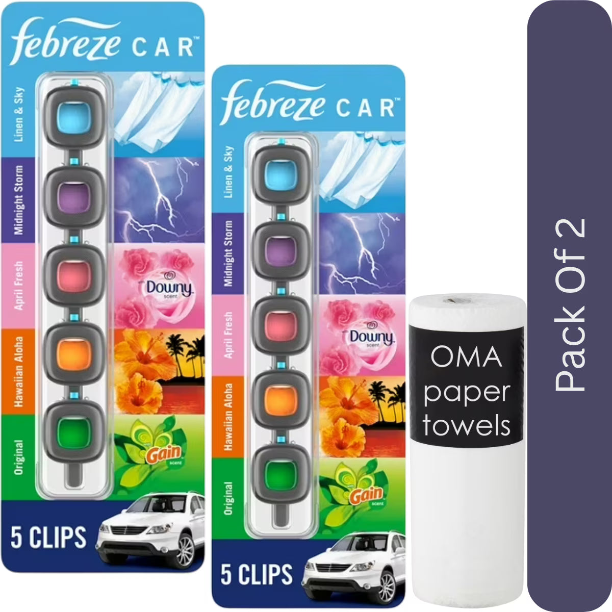 Febreze Car Air Freshener Vent Clips – Mixed Scent (5 ct.)-2pk, With Paper