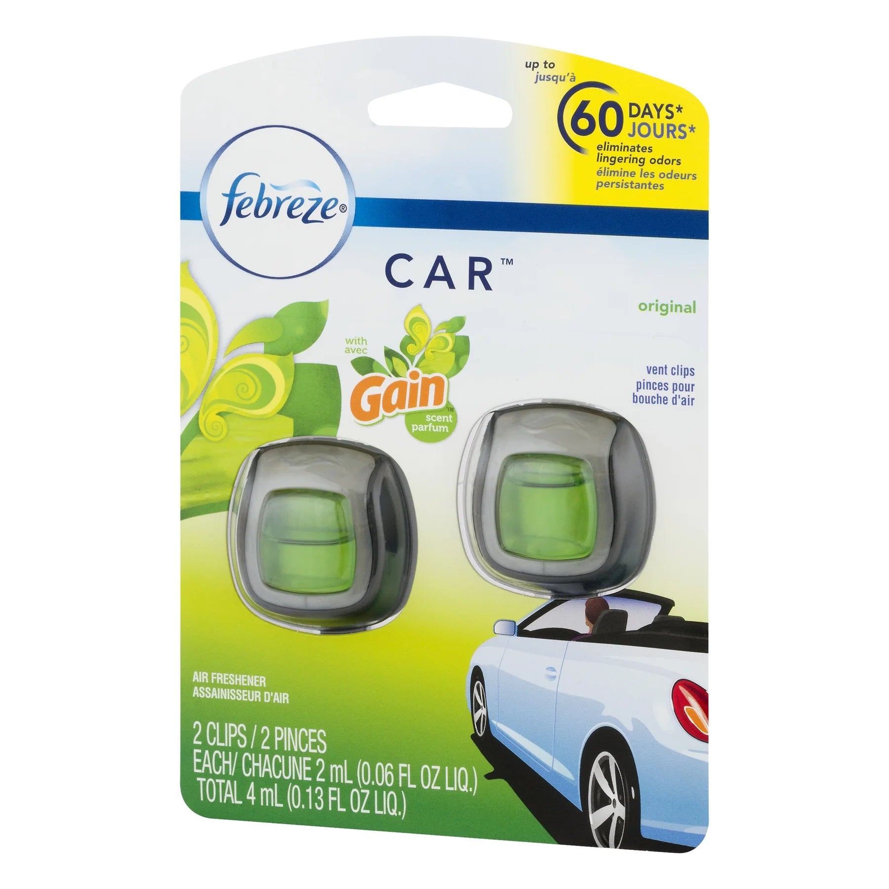 Febreze Car Odor-Eliminating Air Freshener, Gain Original, 2 Ct - View 3