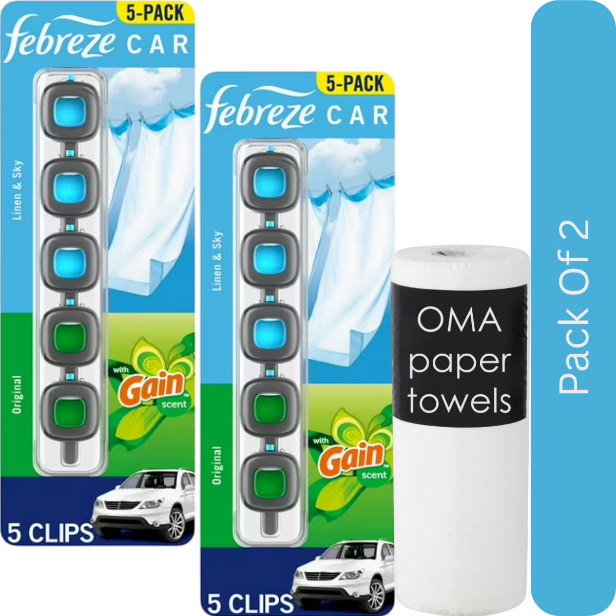 Febreze Car Air Freshener Vent Clips – Choose Scent (5 Clips + Storage