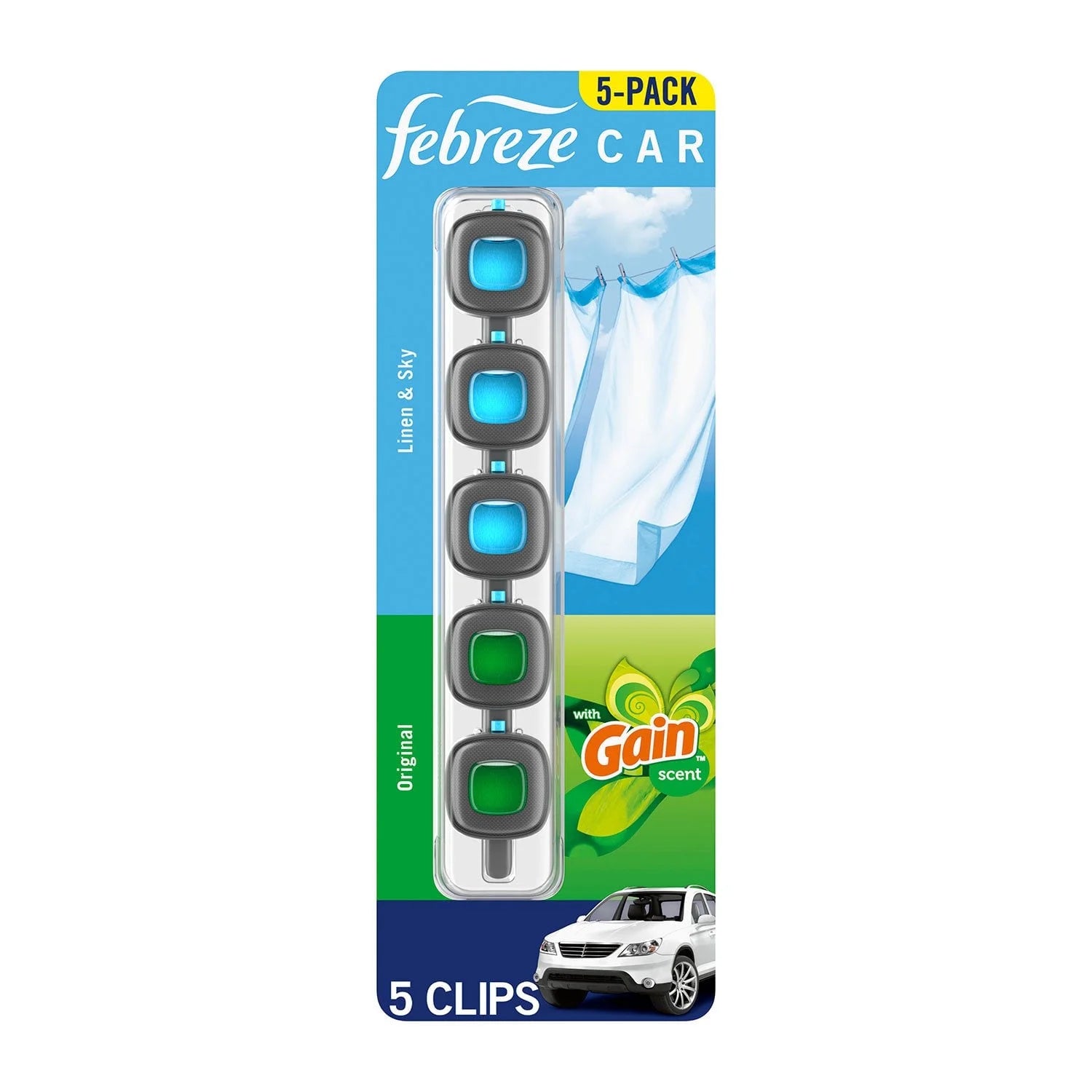 Febreze Car Air Freshener Vent Clips – Choose Scent (5 Clips + Storage - View 2