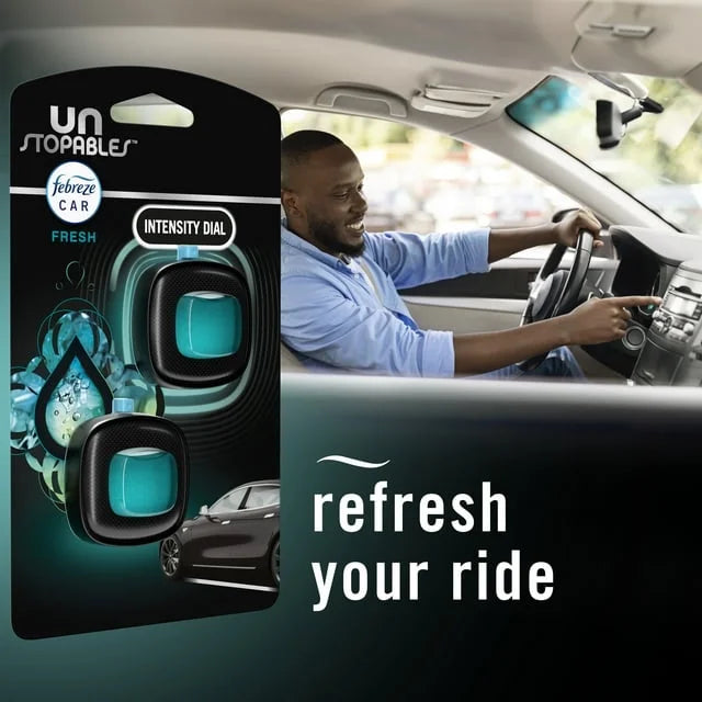 Febreze Car Air Freshener, Odor-Fighting Car Vent Clip, Unstopables Fresh, 2 - View 6