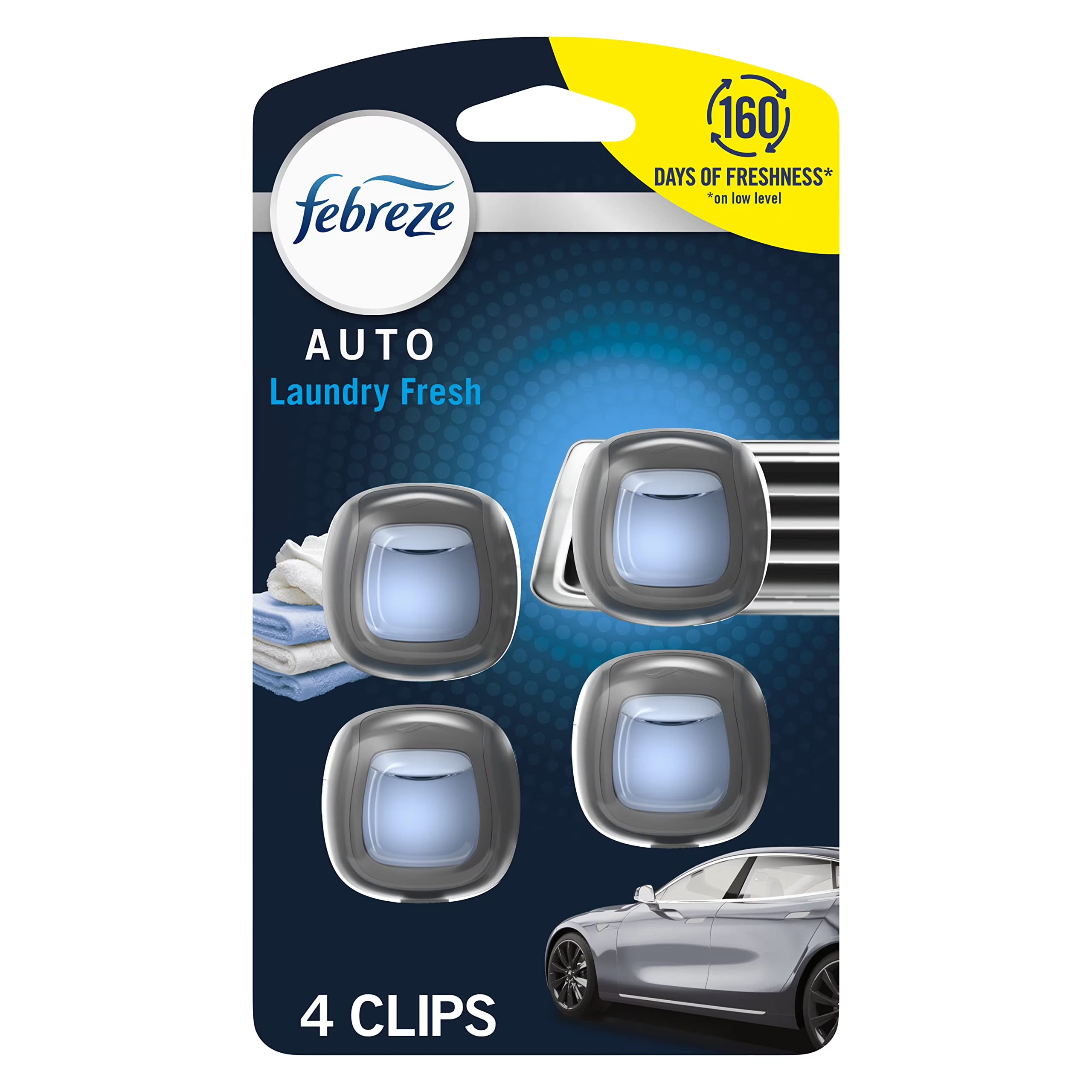 Febreze Vent Clip Car Air Freshener, Odor Eliminator, Laundry Fresh Scent, 2