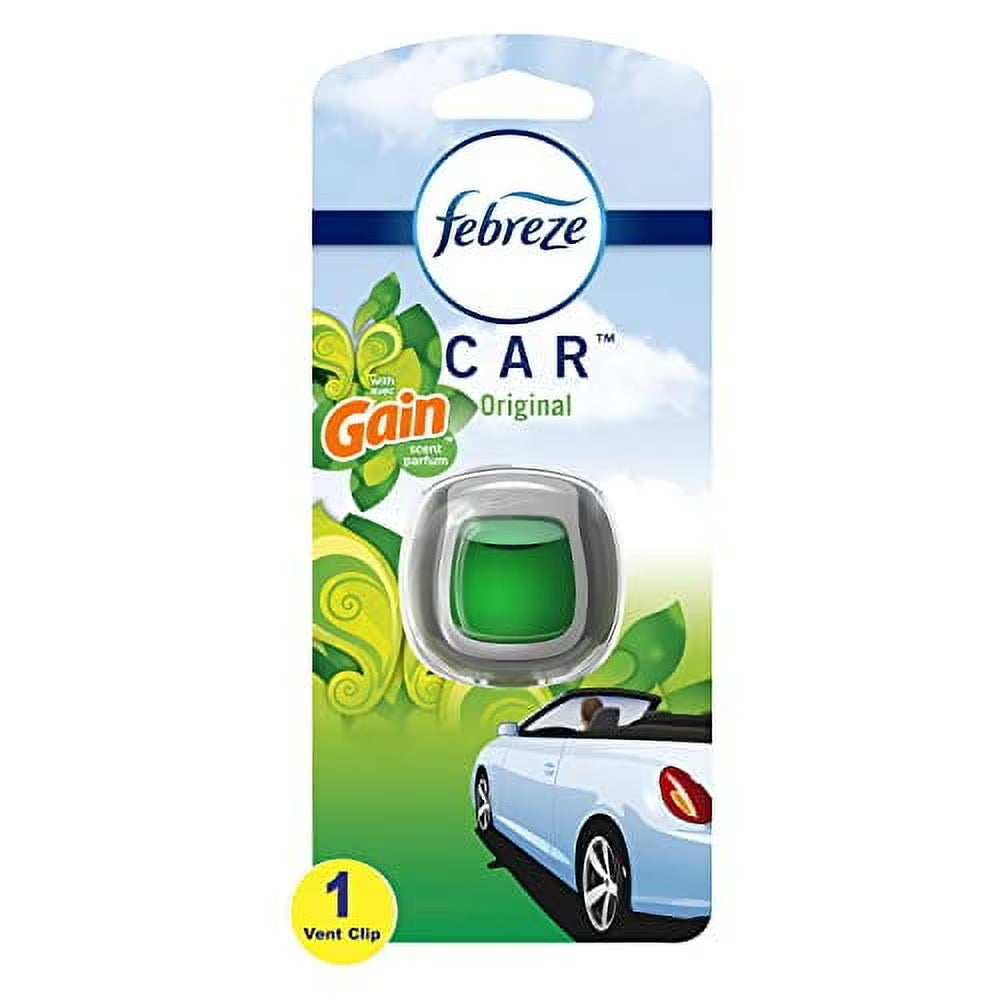 Febreze Car Air Freshener, Car Vent Clip and Odor Fighter, Gain Original Scent,