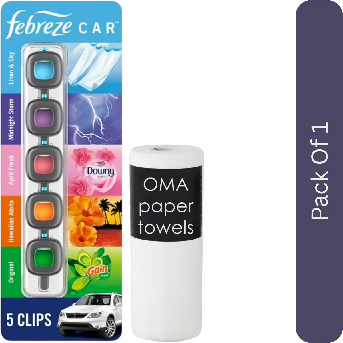 Febreze Car Air Freshener Vent Clips – Mixed Scent (5 ct.)-With Paper Towel By