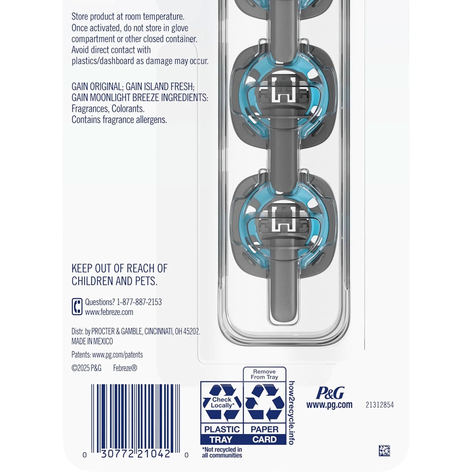 Febreze Car Air Freshener Vent Clips, Gain Mixed Scent, 5 ct. - View 2