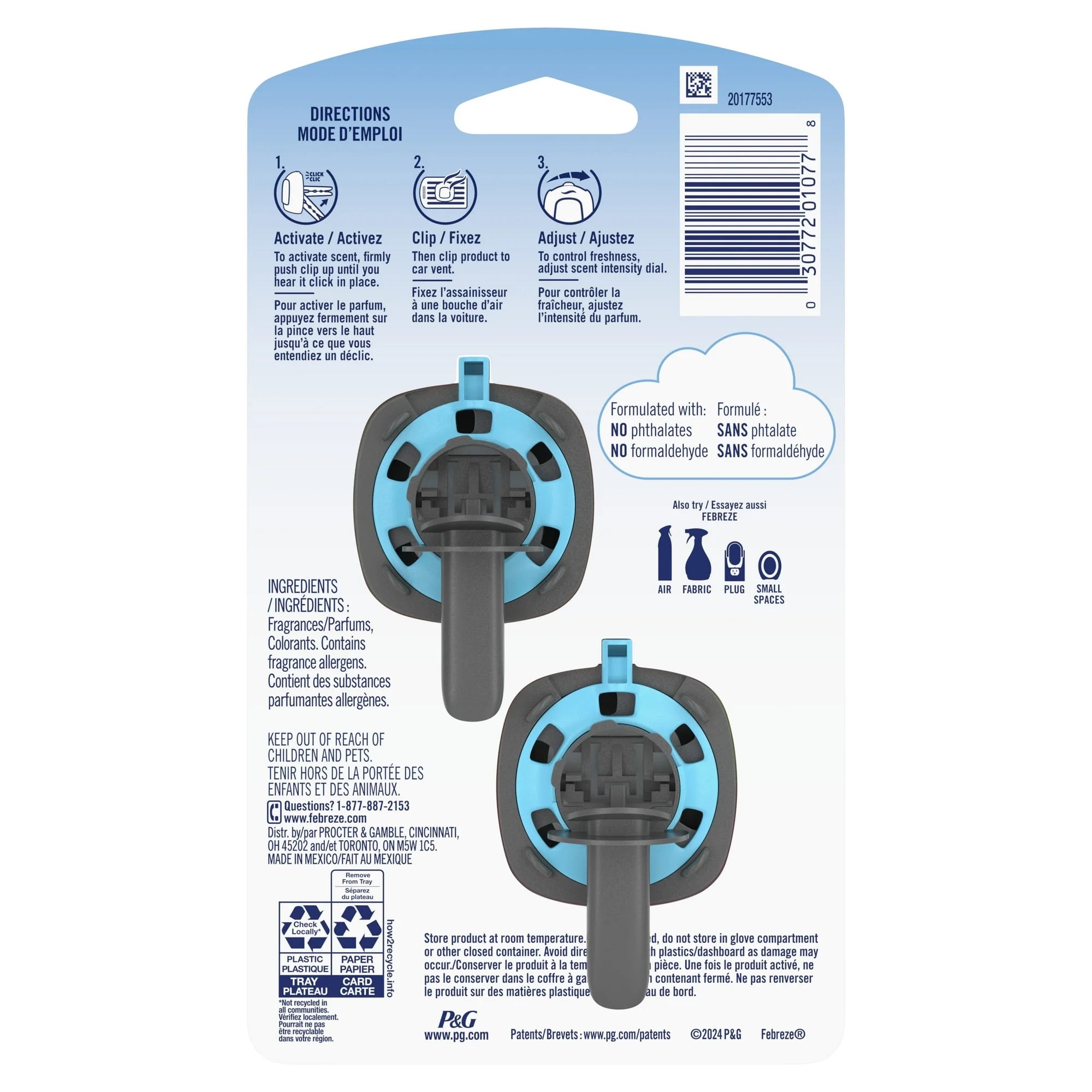 ( 300000 Pack ) Febreze Car Air Freshener, Odor-Fighting Car Vent Clip, Gain - View 5