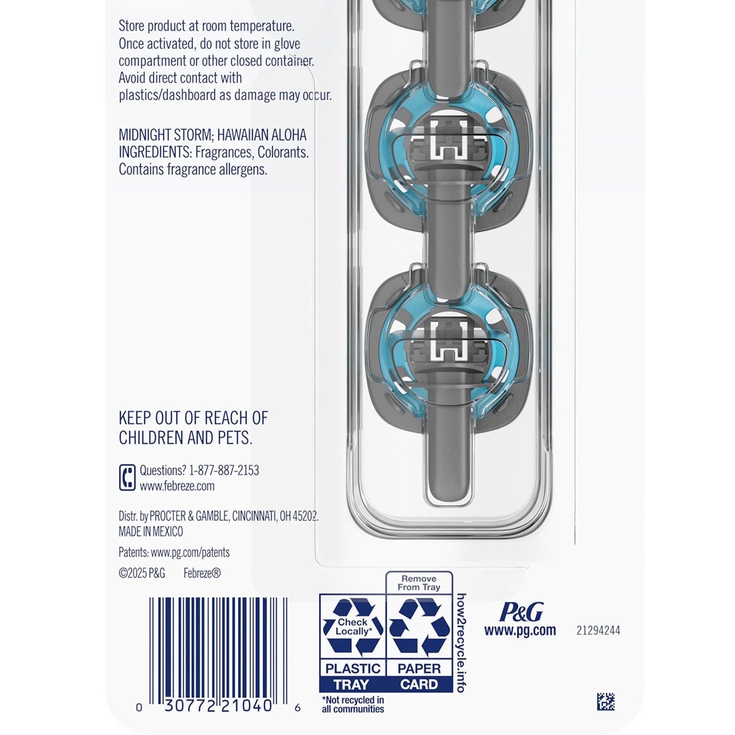Febreze Car Air Freshener Vent Clips, Midnight Storm and Hawaiian Aloha, 5 ct. - View 2