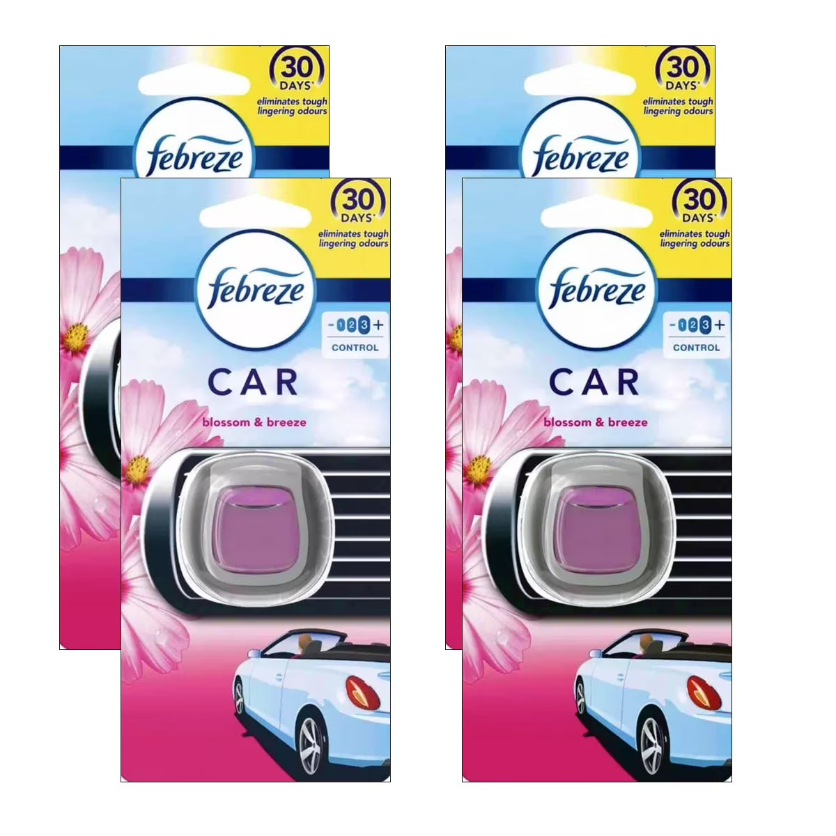 Febreze Vent Clip Car Air Freshener, Up to 30 Days, Eliminates tough lingering
