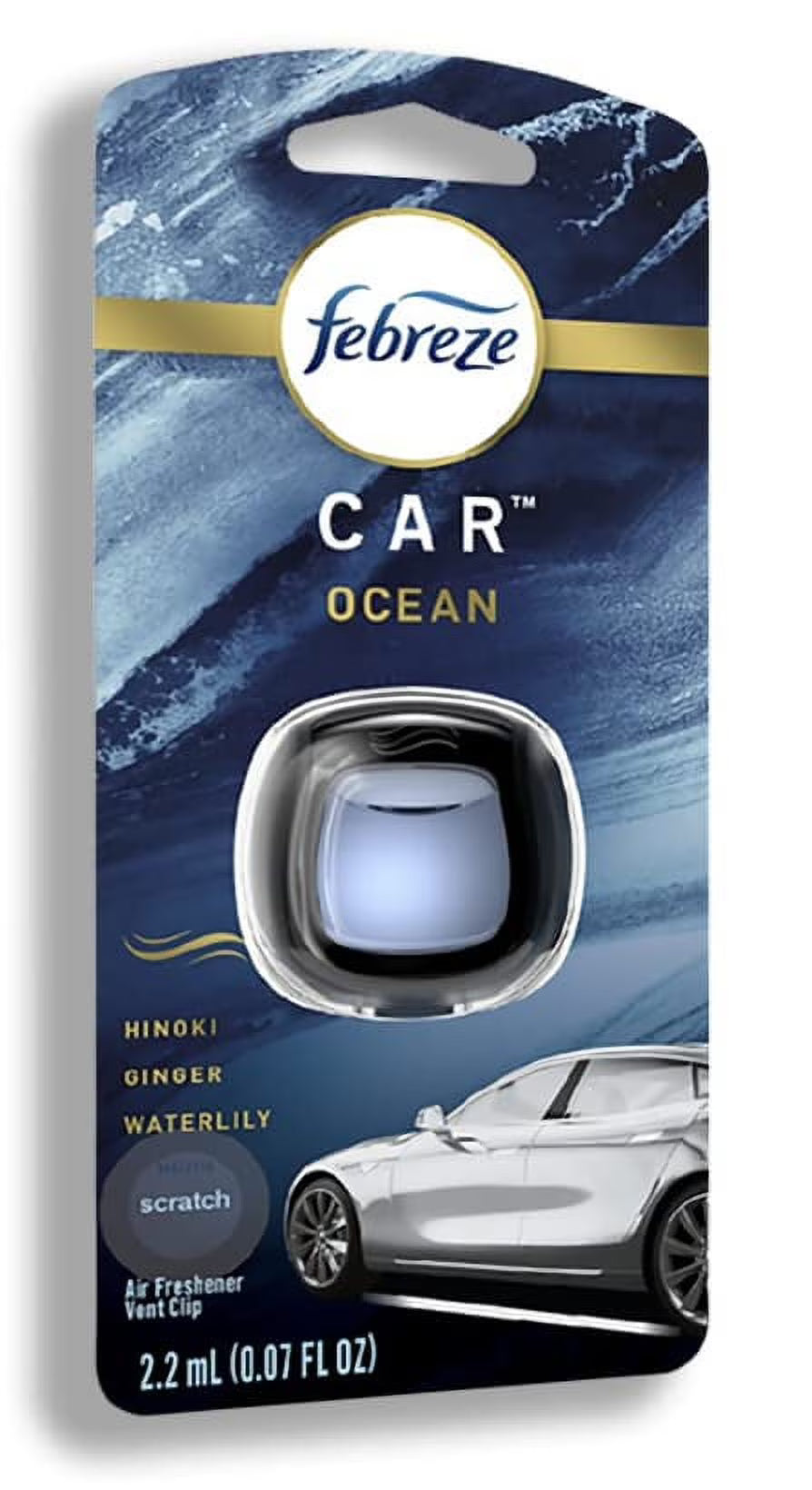 Febreze Car Vent Clip Air Freshener, Odor Eliminator for Strong Odors, Up to 30