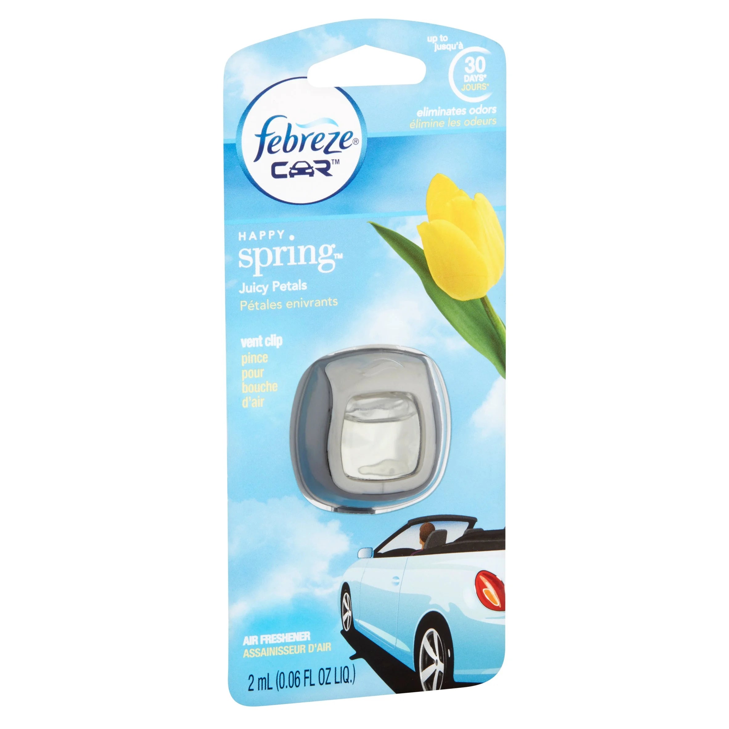 Febreze CAR Vent Clip Happy Spring Juicy Petals Air Freshener, 0.06 fl oz - View 2