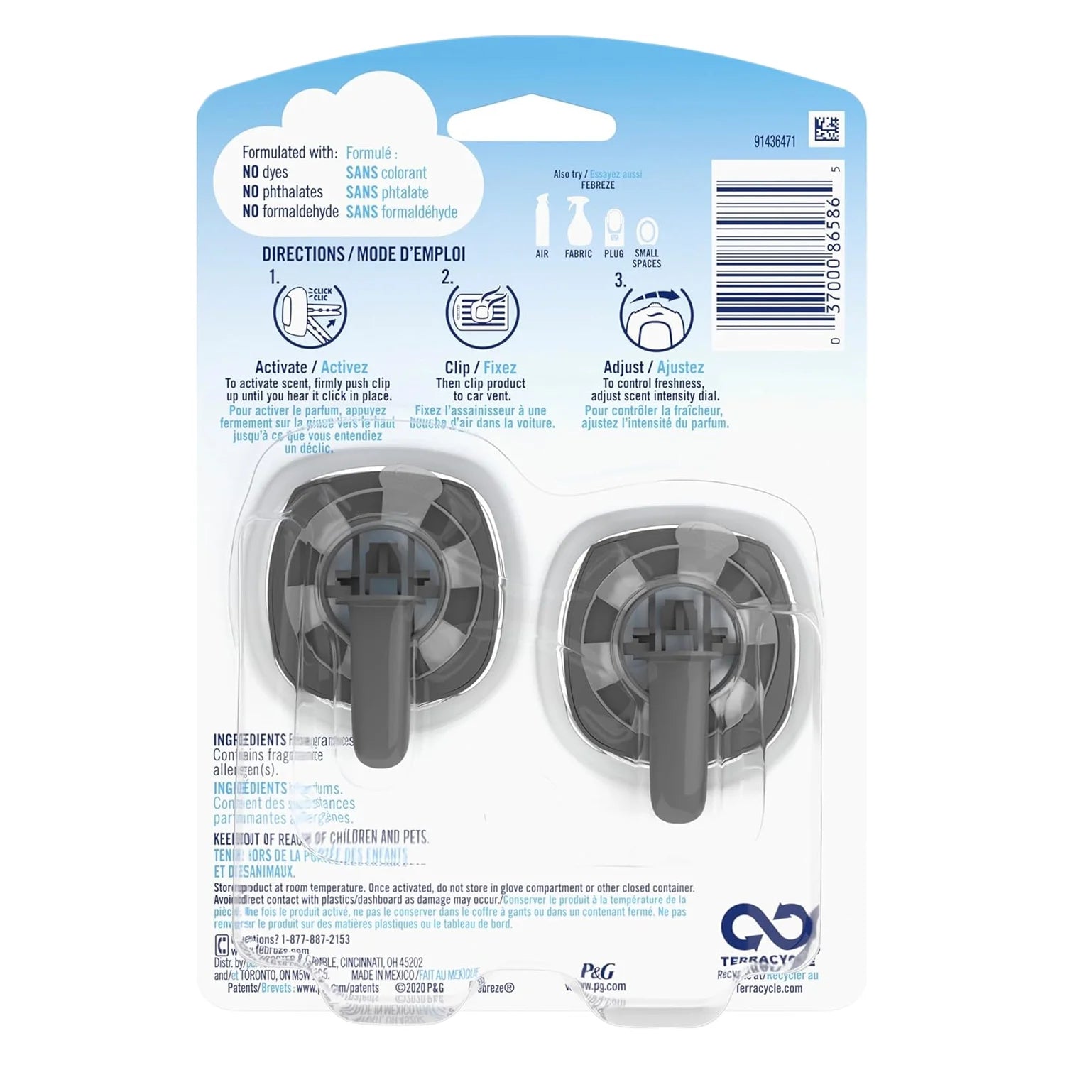 Febreze Car Air Freshener Vent Clip Gain Original Scent, 06 oz. Car Vent Clip, - View 2