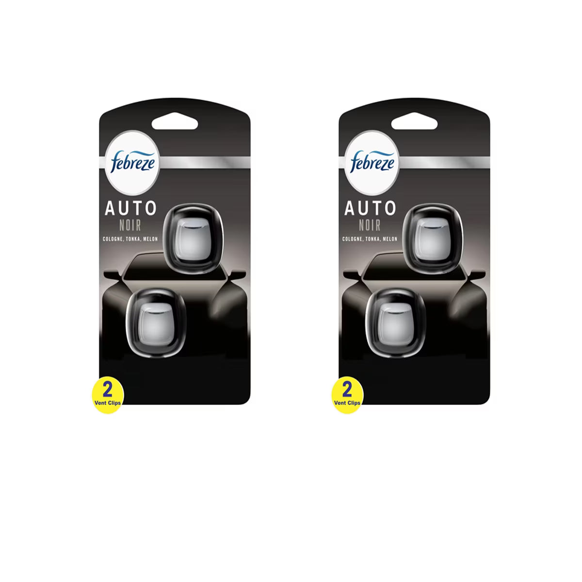 Febreze Vent Clip Car Air Freshener, Odor Eliminator, AUTO Noir Scent, 2 CLIPS,