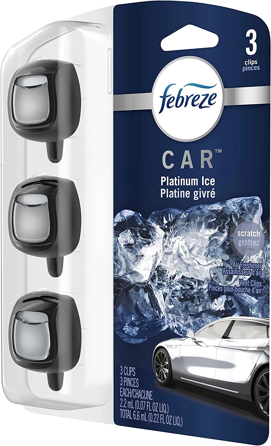 Febreze Car Air Fresheners, Platinum Ice Scent, Odor Eliminator for Strong - View 2