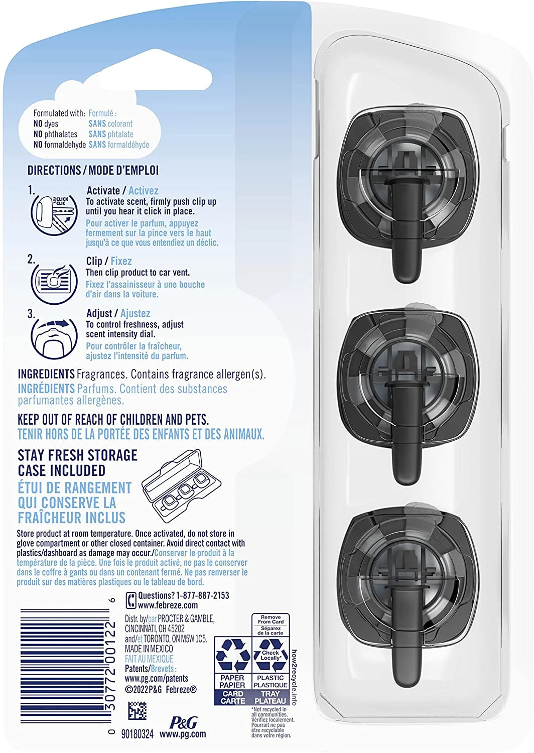 Febreze Car Air Fresheners, Platinum Ice Scent, Odor Eliminator for Strong - View 5