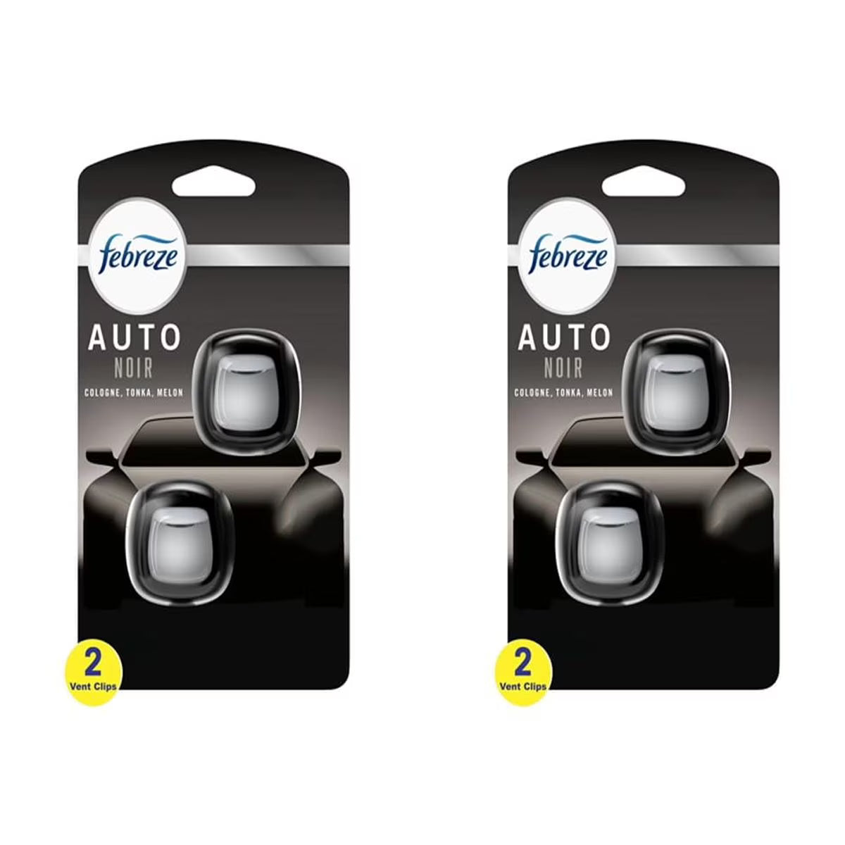 Febreze Vent Clip Car Air Freshener, Odor Eliminator, Auto Noir Scent, 4 Clips