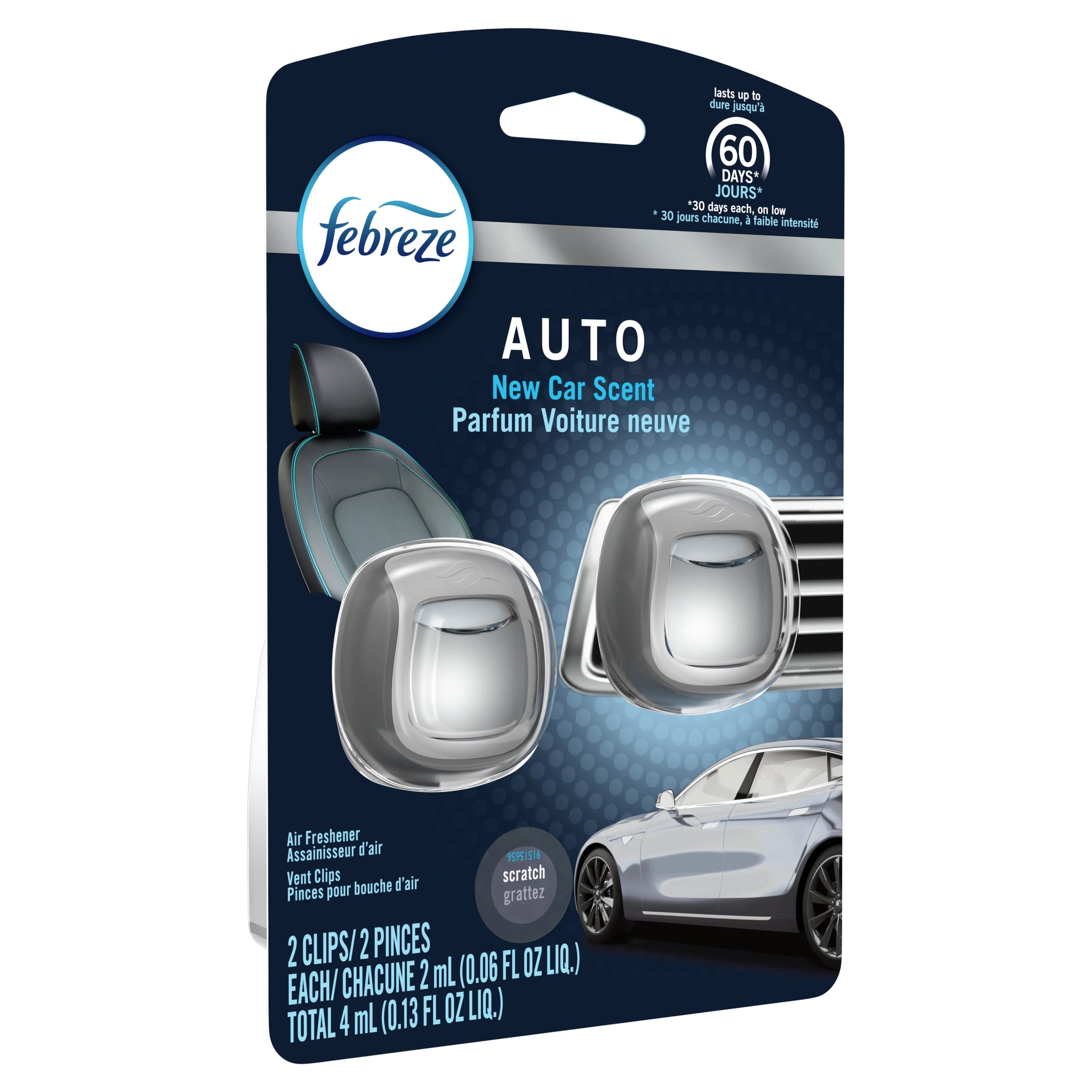 Febreze Car Odor-Eliminating Air Freshener, New Car Scent, 2 ct - View 2