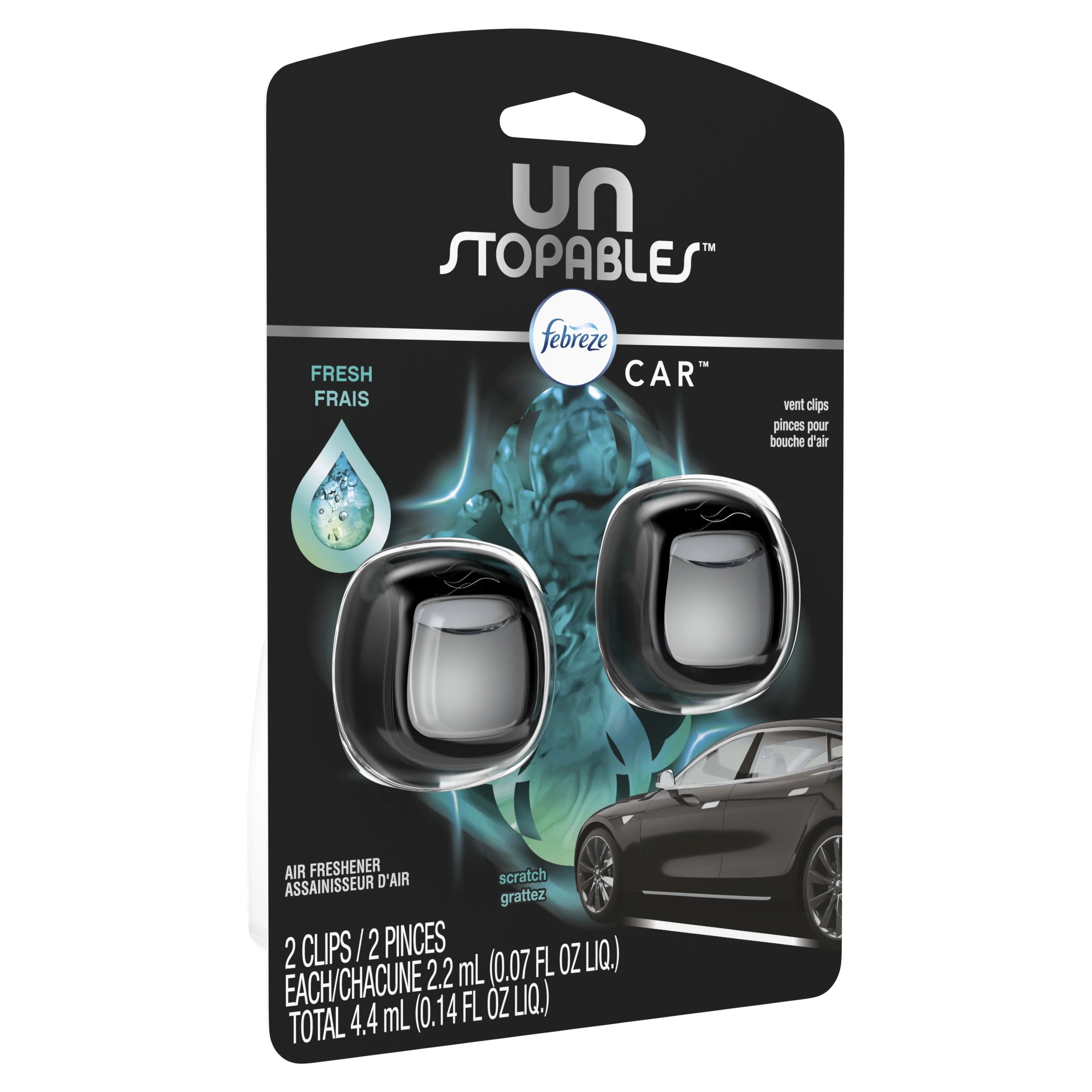 Febreze Car Unstopables Air Freshener Vent Clip, Fresh Frais, 2 count - View 2