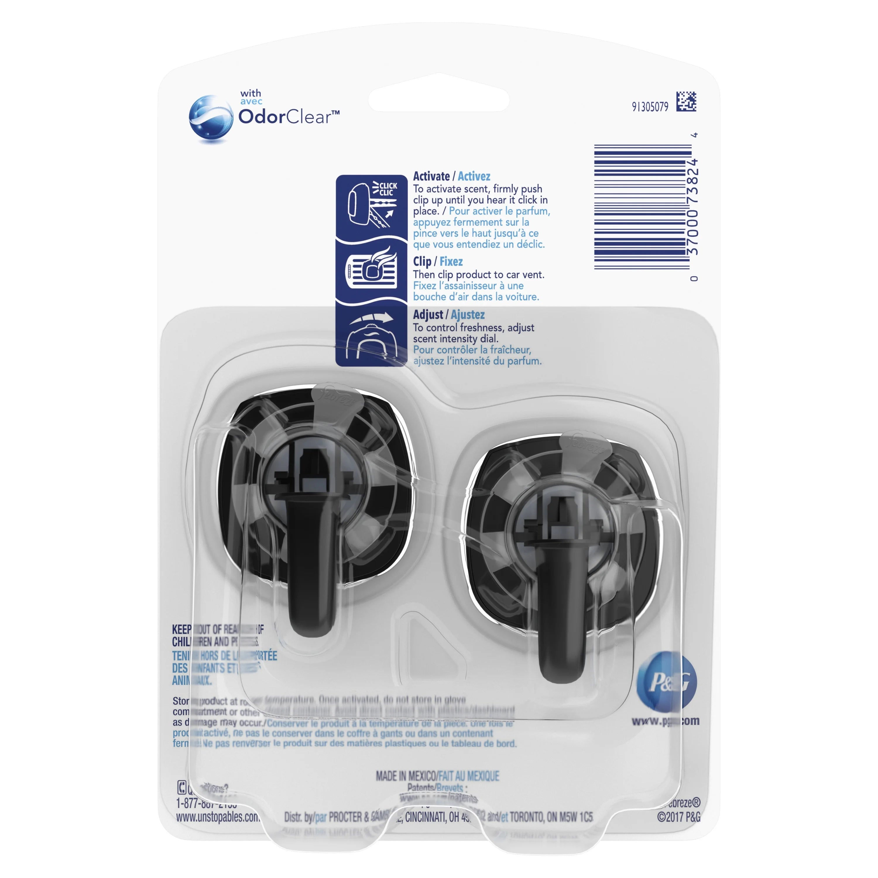 Febreze Car Unstopables Air Freshener Vent Clip, Fresh Frais, 2 count - View 3