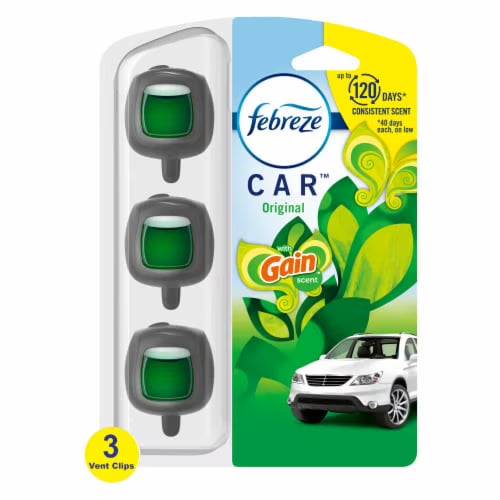 2X-Febreze Car Gain Original Scent Odor-Fighting Car Freshener Vent Clip - 0.06