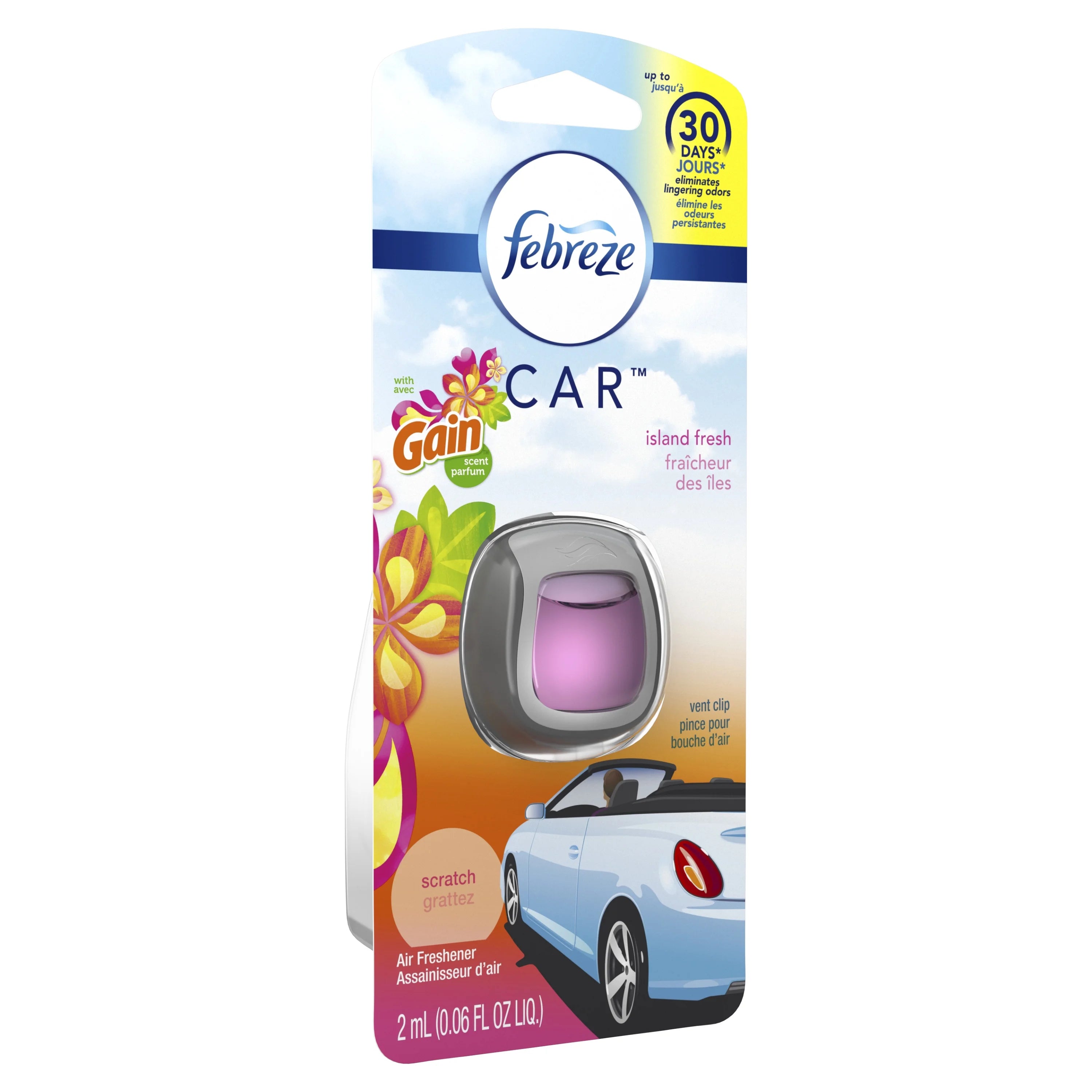 Febreze Car Odor-Fighting Air Freshener Vent Clip with Gain Scent, Island - View 6