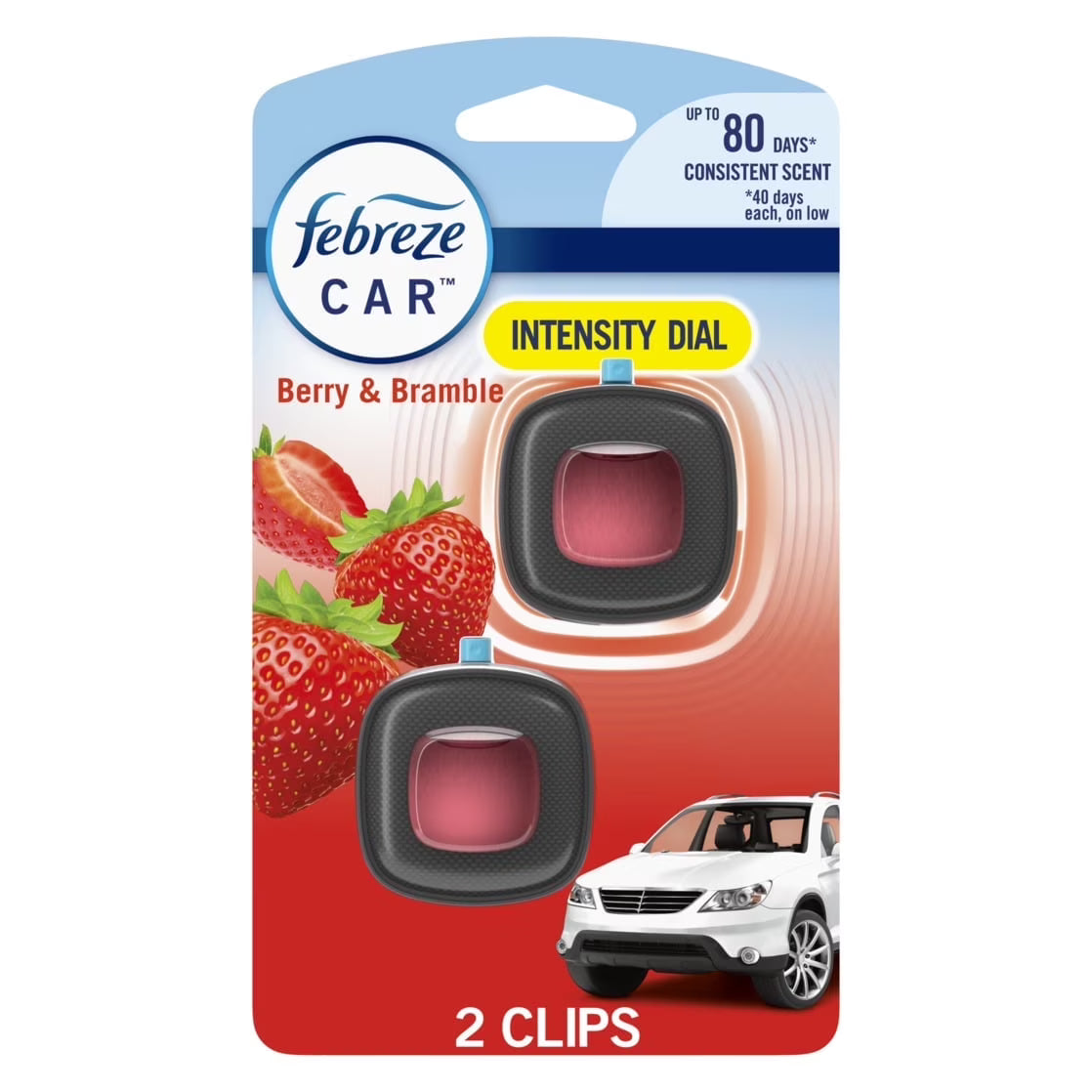 ( 3 Pack ) Febreze Car Air Freshener Vent Clip Berry & Bramble Scent, .06 oz.