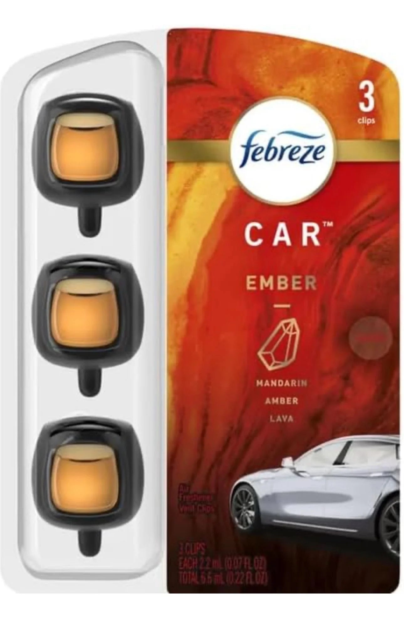 Febreze Car Air Freshener, Set of 3 Clips, Ember 0.7 Fl oz - View 5