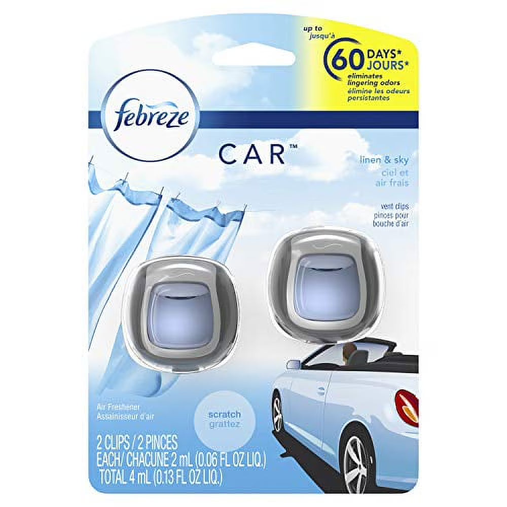 Febreze Car Air Fresheners, Linen & Sky, Odor Eliminator for Strong Odors Car