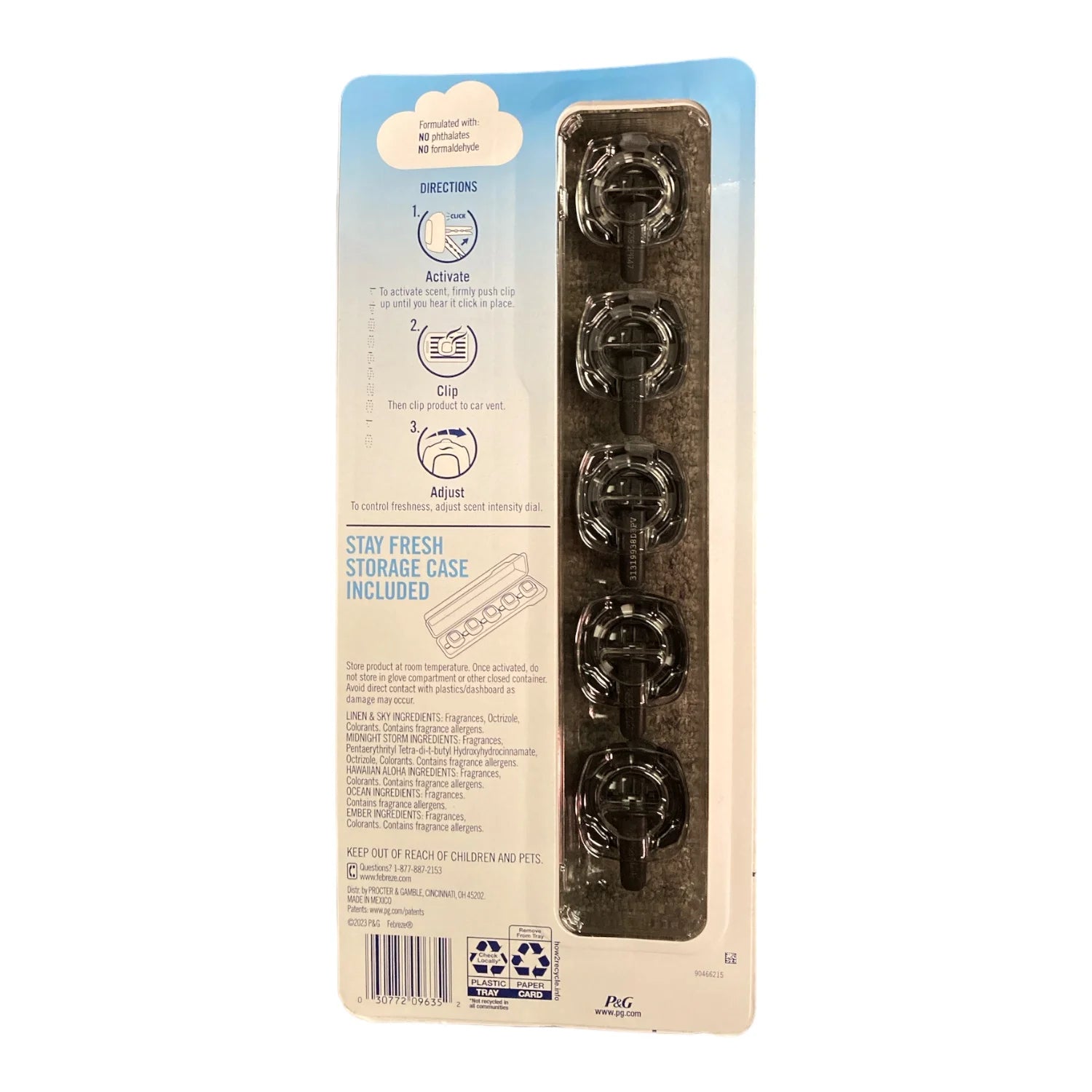 Febreze Mixed Scents Air Freshener, 5 Car Vent Clips, 5 Count (Pack of 1) - View 2