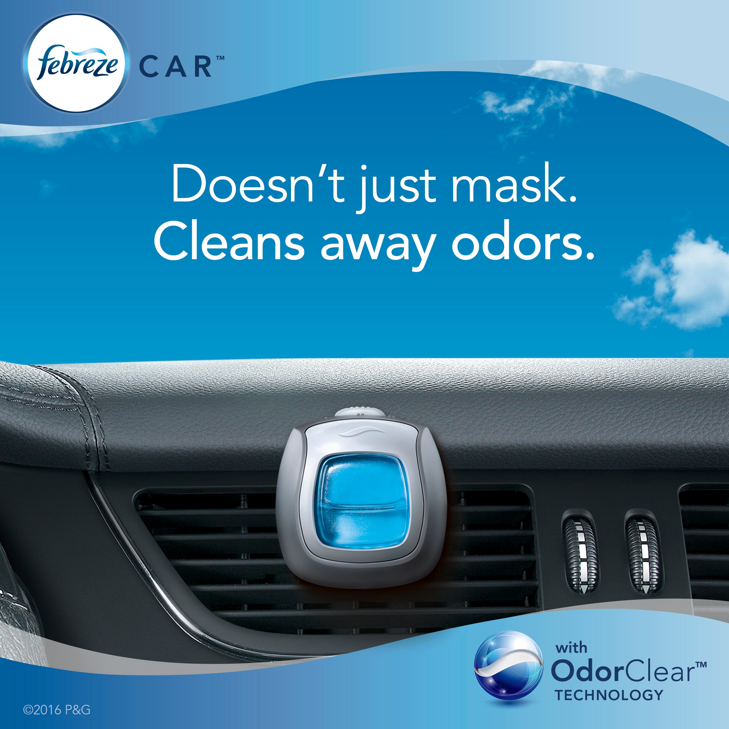 Febreze Car Air Freshener Vent Clip, Meadows & Rain, 1 Count - View 2
