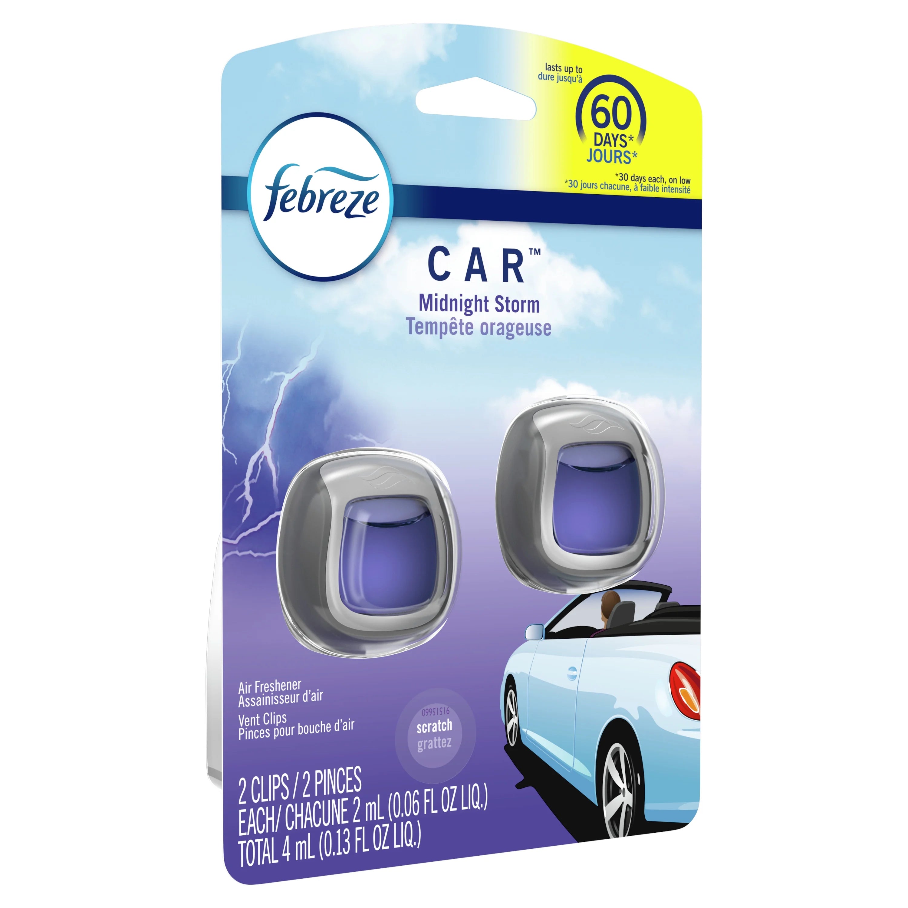 Febreze Car Odor Eliminating Air Freshener, Midnight Storm, 2 Count - View 2