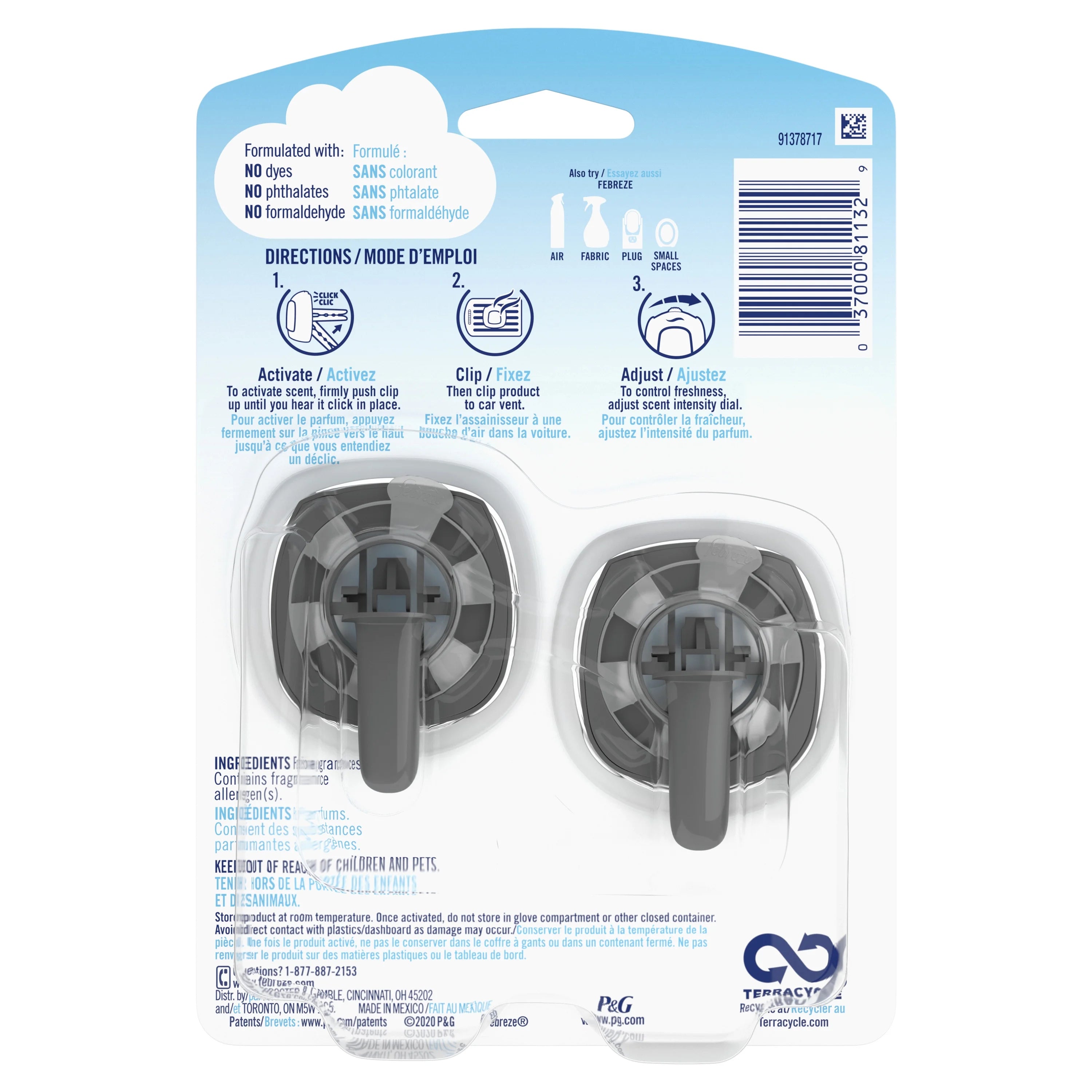 Febreze Car Odor Eliminating Air Freshener, Midnight Storm, 2 Count - View 3