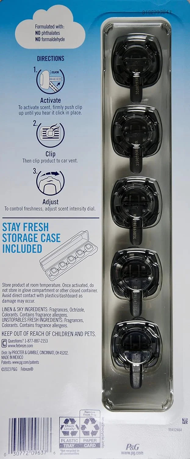 Febreze Air Freshener Car Vent Clips Assortment, 5 Count (Rainbow Variety) - View 2