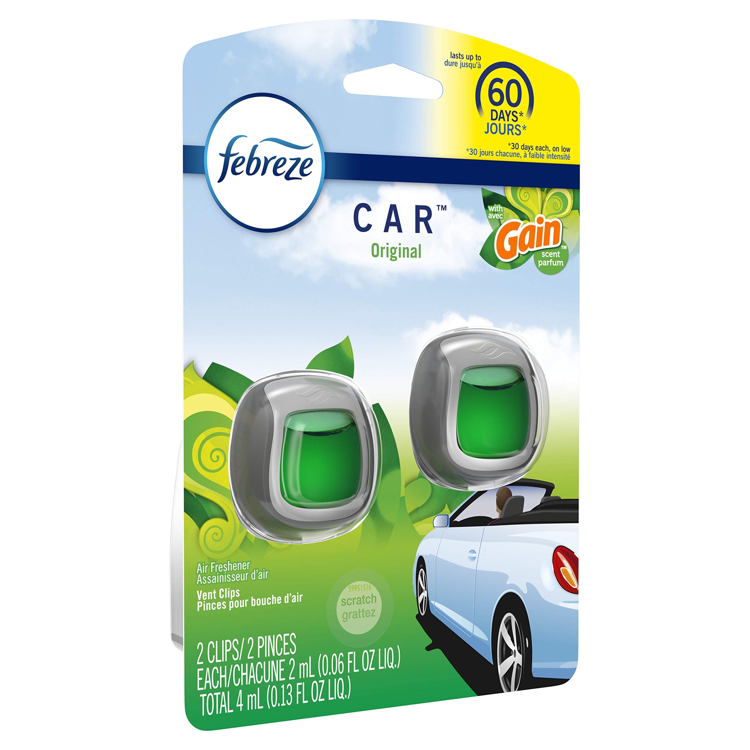 Febreze Car Air Fresheners, Gain Original Scent, Odor Fighter For Strong Odors - View 2