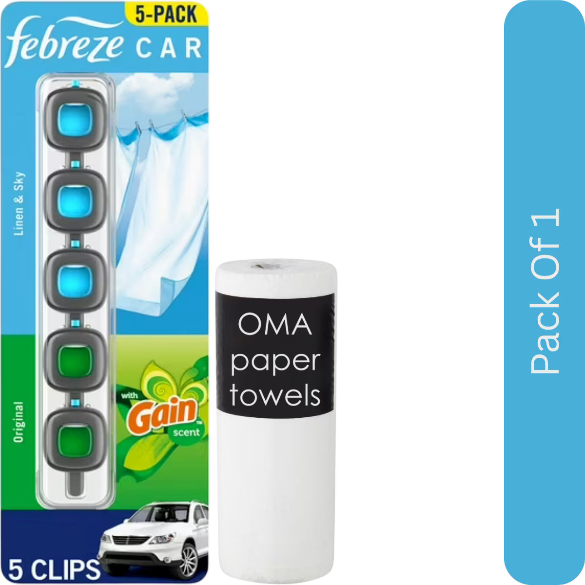 Febreze Car Air Freshener Vent Clips – Choose Scent (5 Clips + Storage