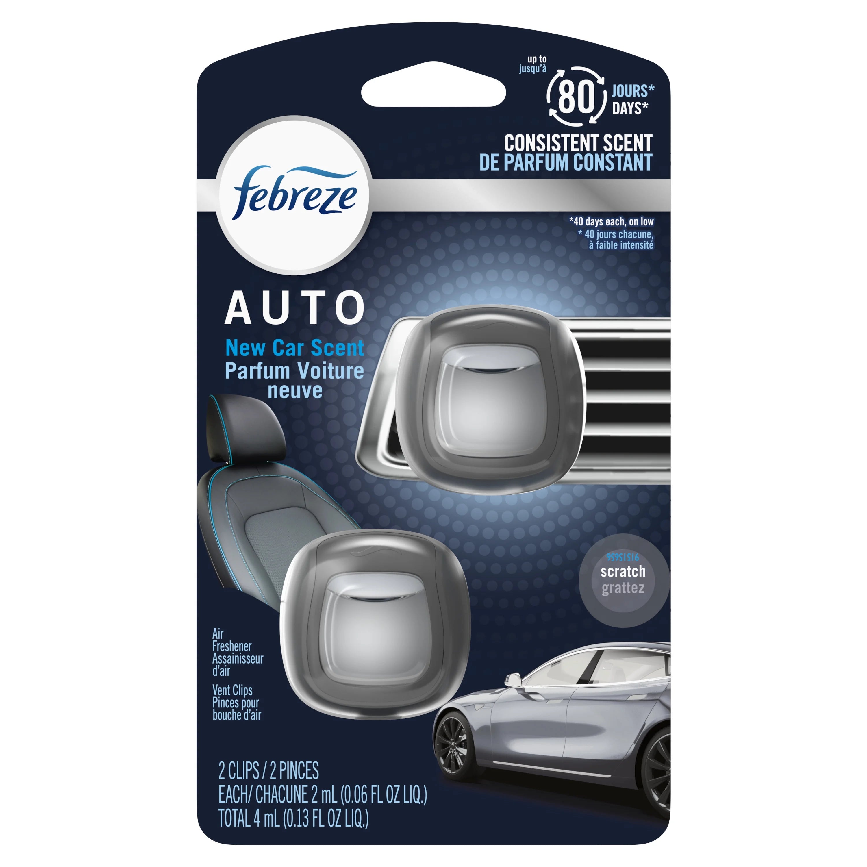 Febreze AUTO Air Freshener Vent Clip New Car Scent, .06 oz Car Vent Clip, 2 - View 2
